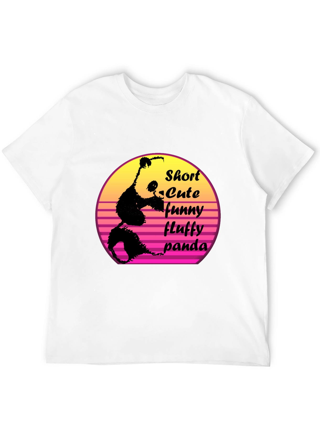 Black Short Cute Fluffy Panda Graphic T-Shirt view 12