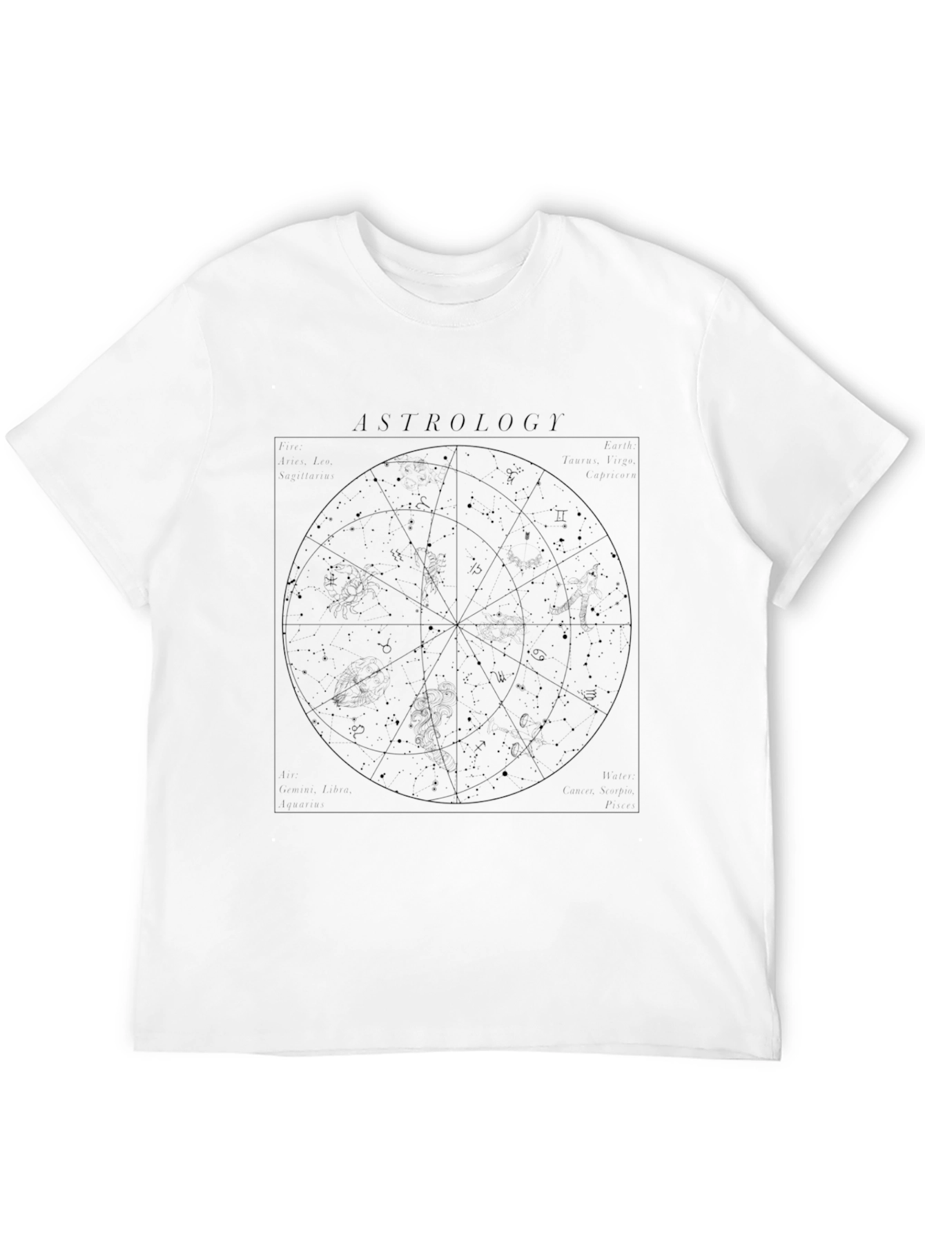 Black Astrology Constellation Chart Graphic Tee view 12