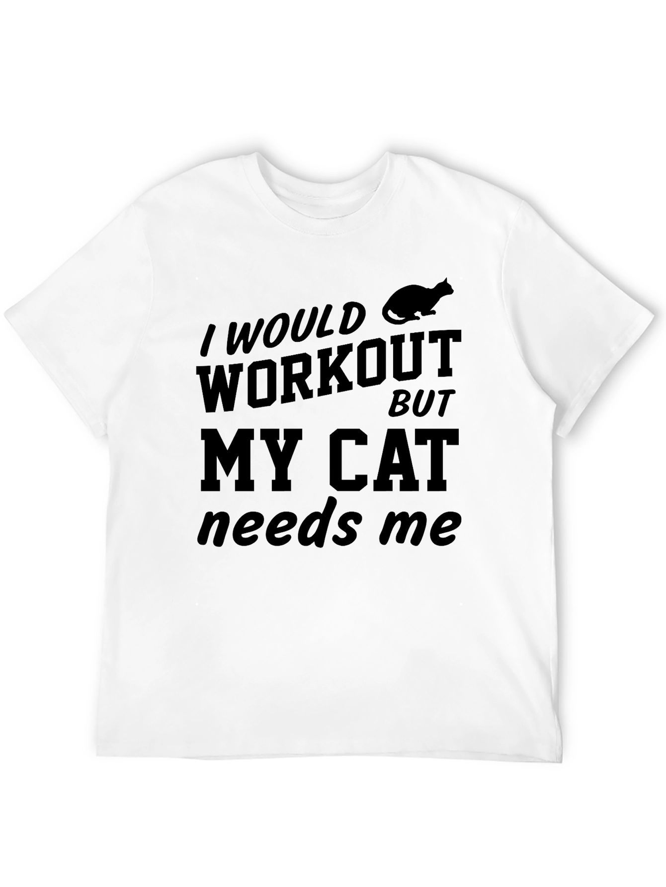 Black Funny Cat Lover Workout Graphic T-Shirt view 12