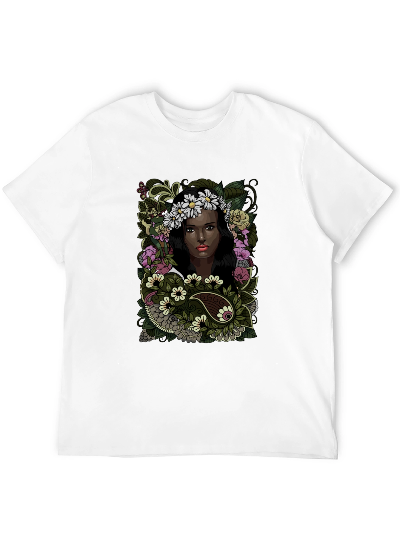 Black Floral Woman Graphic Tee - Soft Cotton Comfort view 12