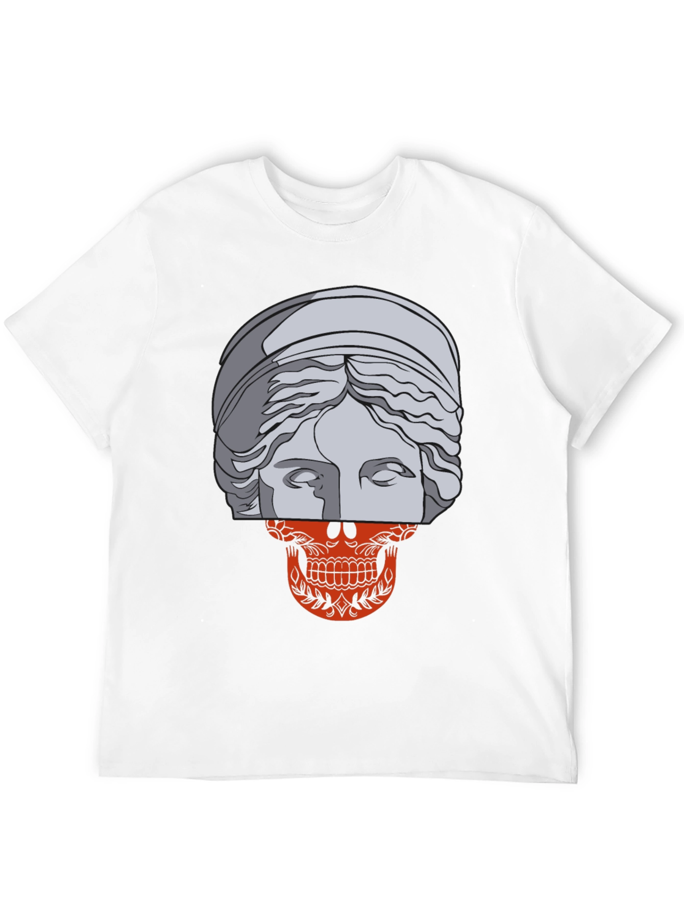 Black Skull Meets Statue Graphic Tee view 12