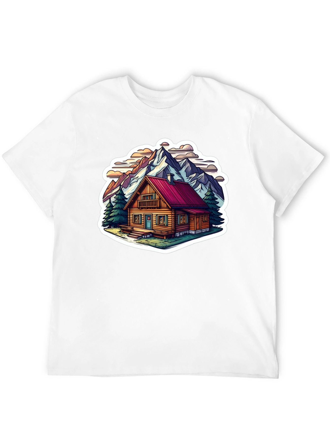 Black Cabin in the Mountains Graphic T-Shirt view 12