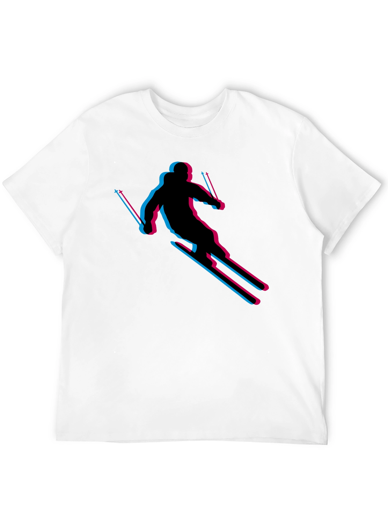 Black Retro Skiing T-Shirt - Black Cotton Blend view 12