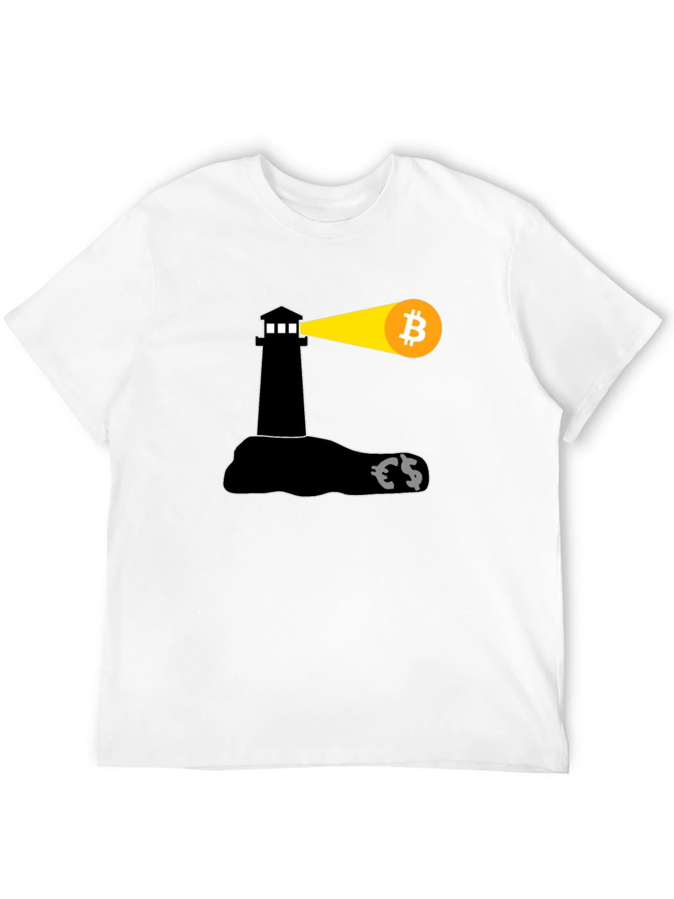 Black Bitcoin Lighthouse Black T-Shirt view 12