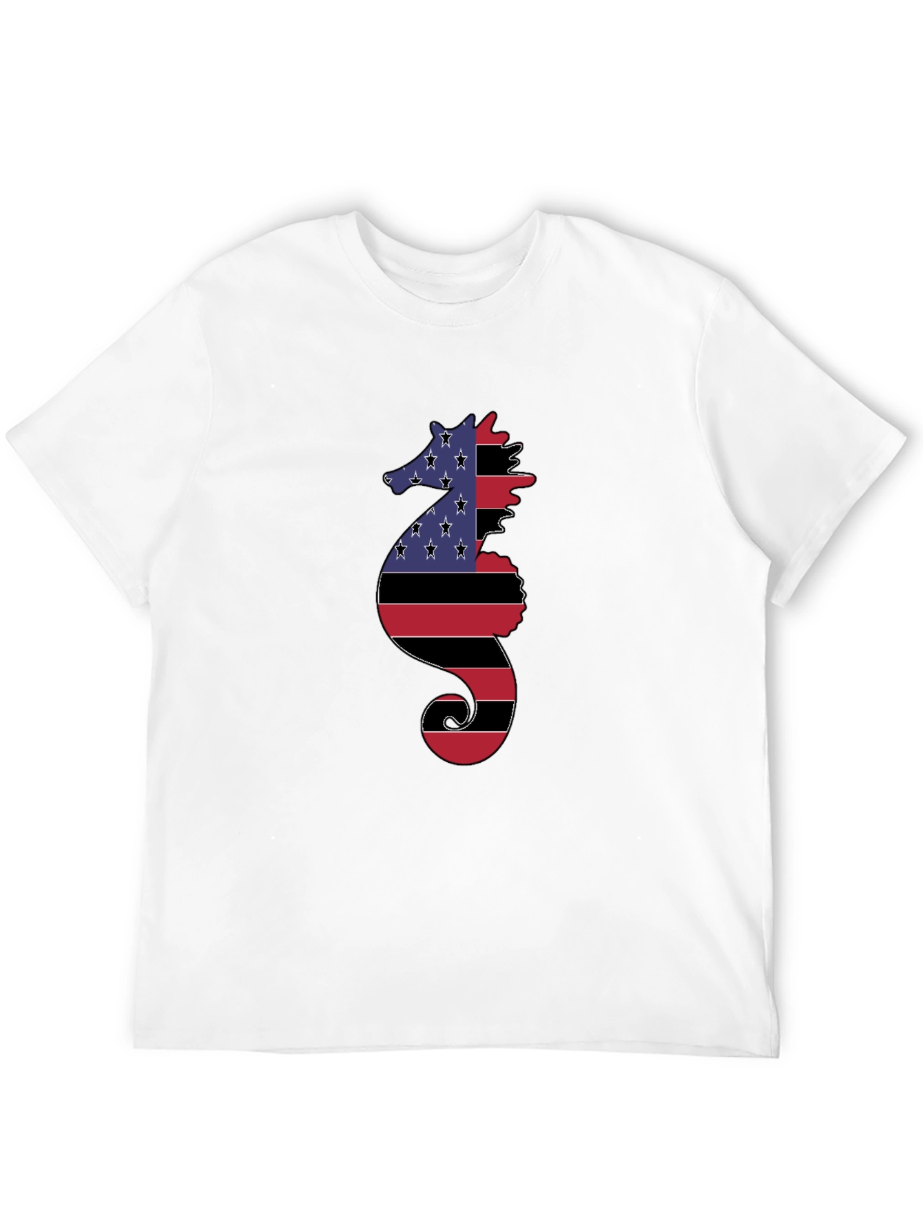 Black American Flag Seahorse Graphic Tee view 12