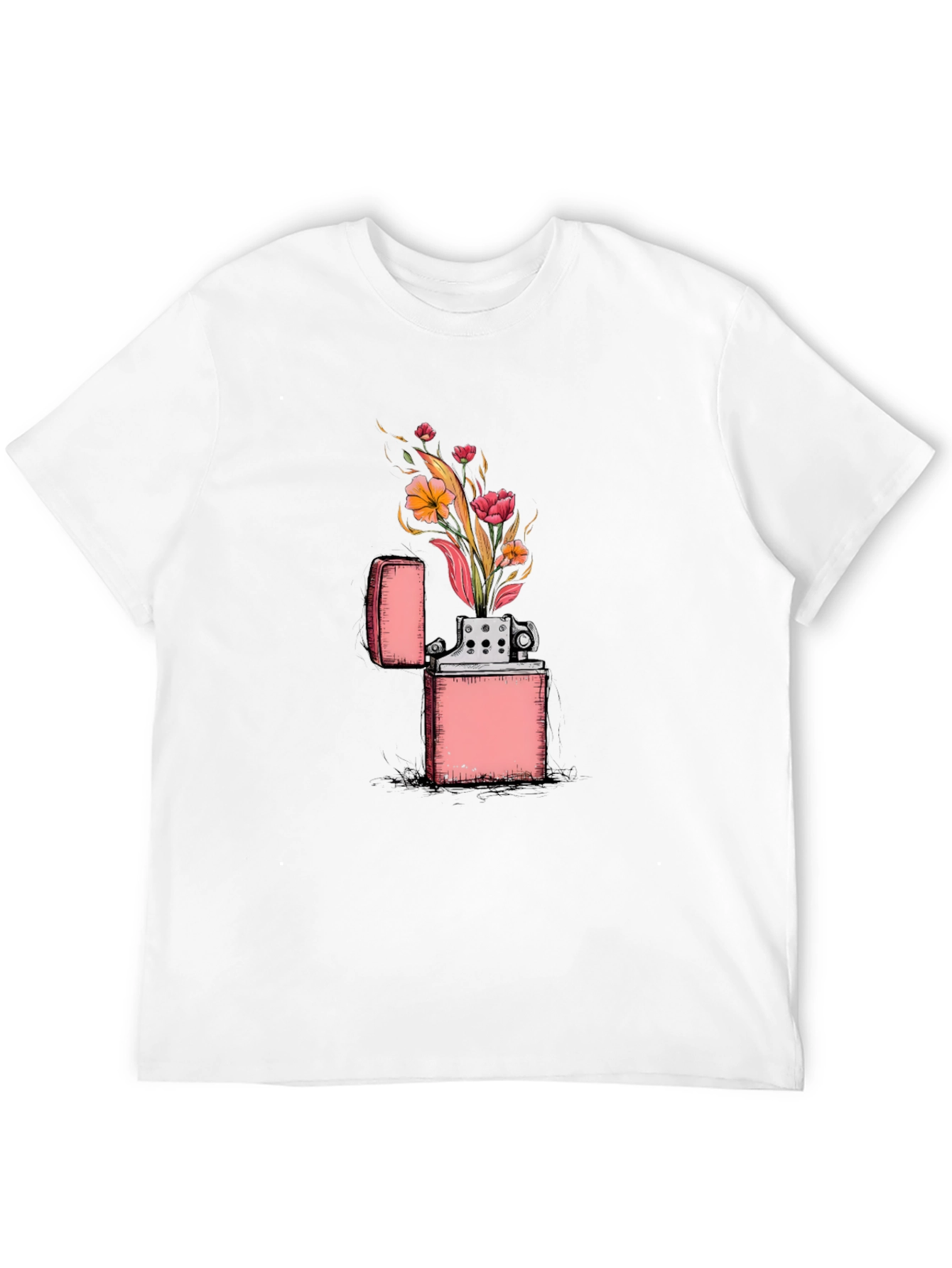 Black Floral Zippo Graphic Tee - Unique Lighter Design view 12