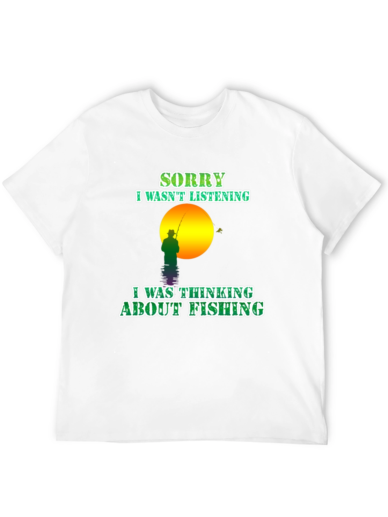 Black Fishing T-Shirt: Sorry, Thinking About Fishing view 12