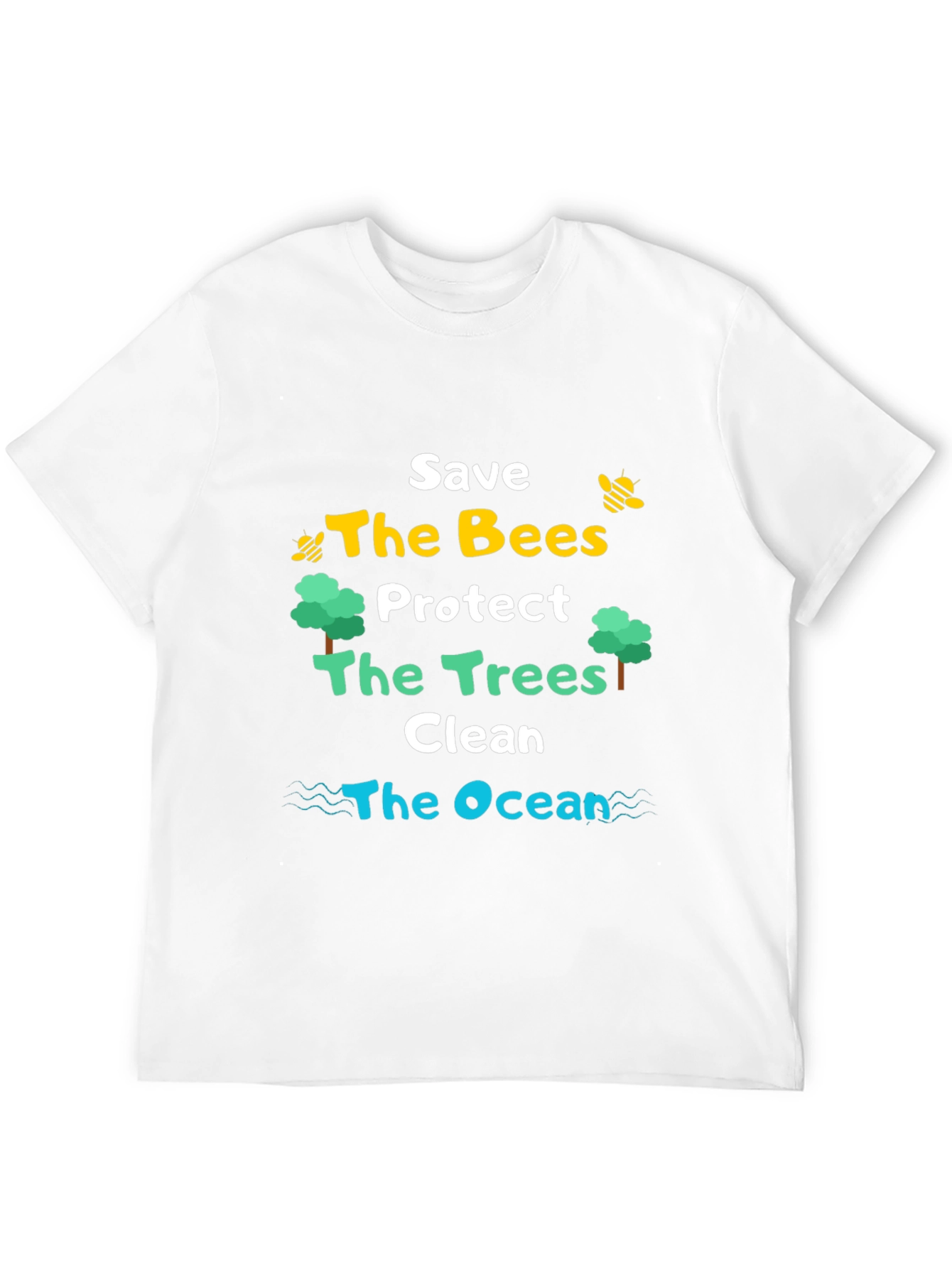 Black Save the Bees, Trees, Ocean T-Shirt view 12