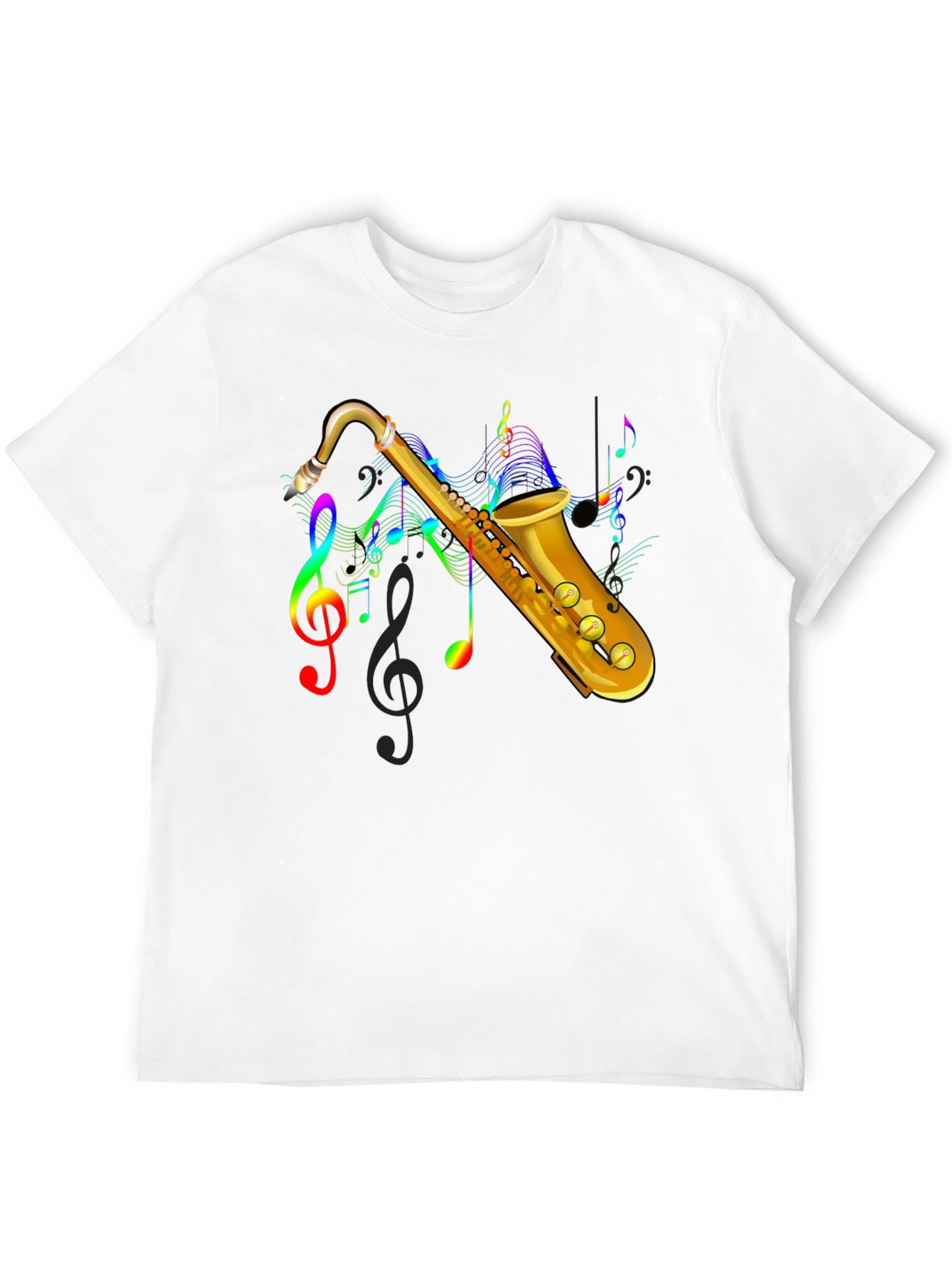 Black Saxophone Music Note Graphic Tee - Black view 12