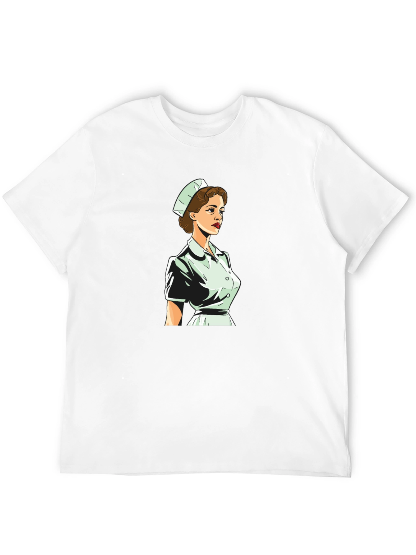 Black Retro Nurse Graphic Tee - Black Cotton Blend view 12