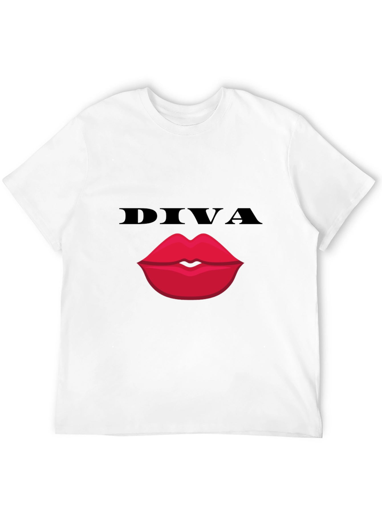 Black Diva Lips Graphic Tee - Bold Black Cotton T-Shirt view 12