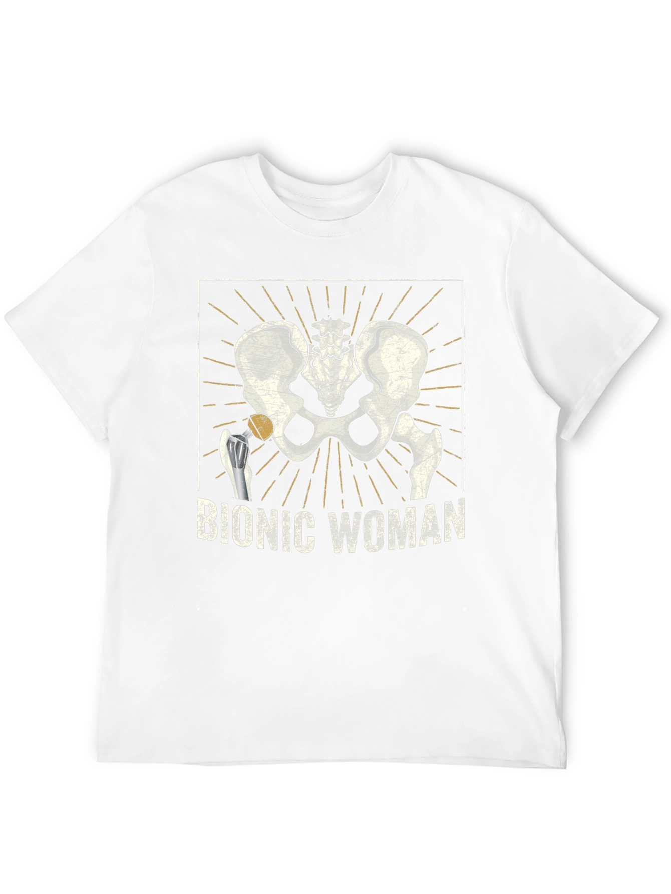 Black Bionic Woman Hip Replacement Graphic Tee view 12