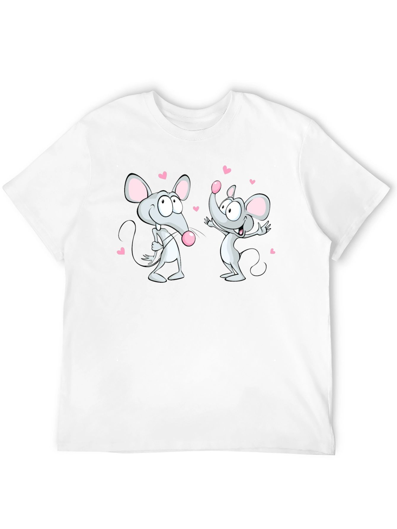 Black Cute Cartoon Mice Valentine's T-Shirt view 12