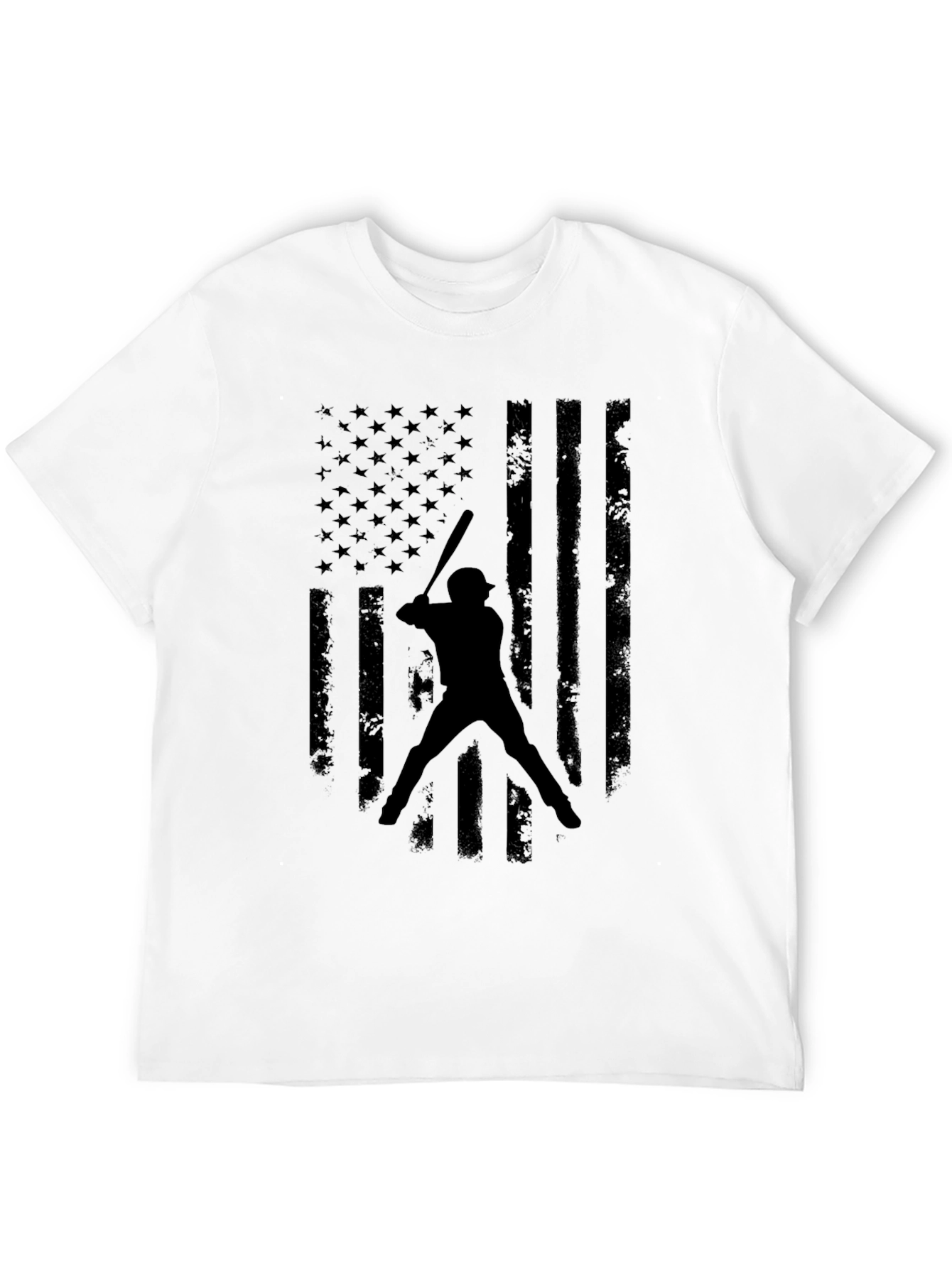 Black American Flag Baseball Graphic T-Shirt view 12