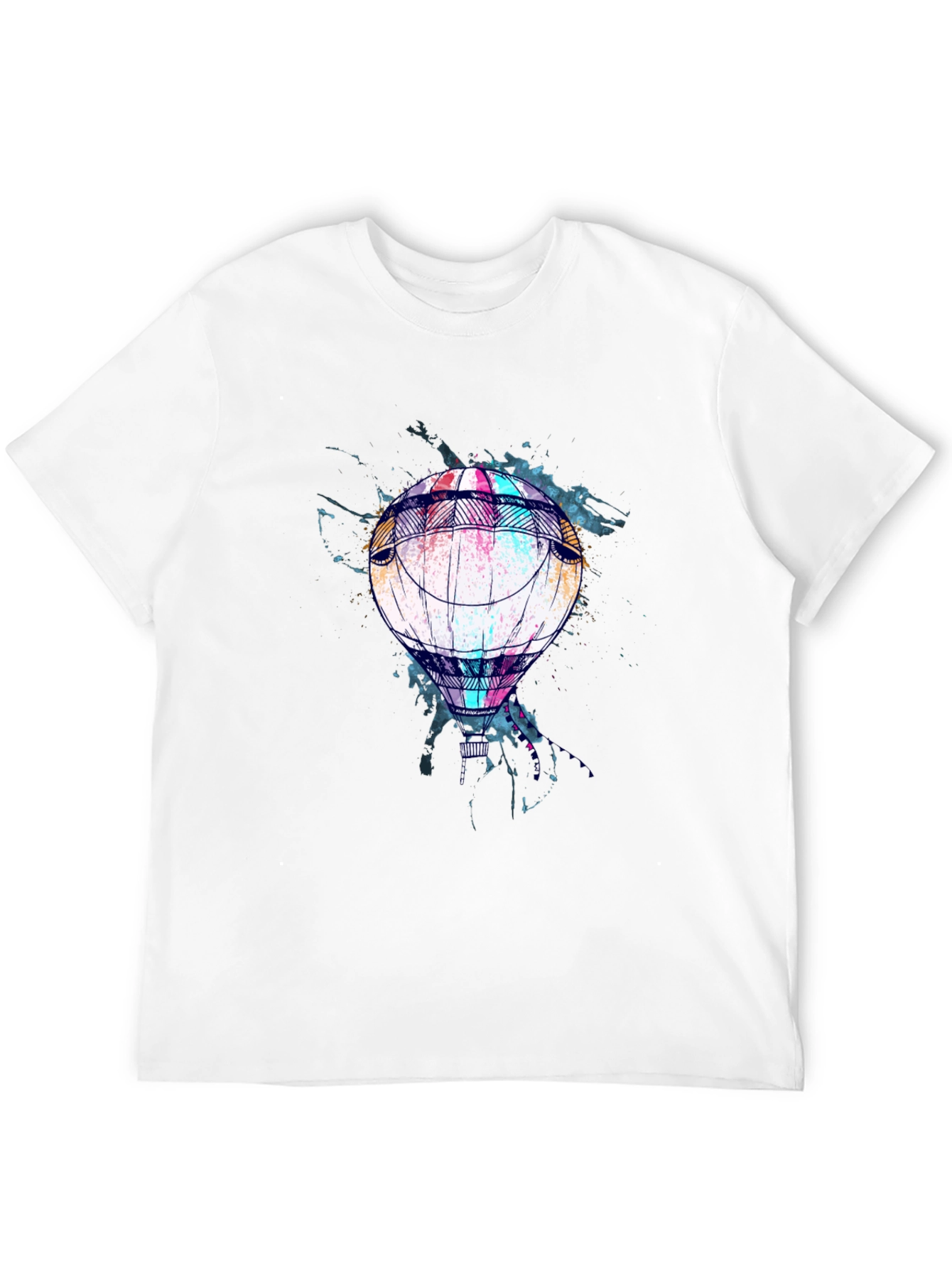Black Air Balloon Graphic Tee - Soft Black Cotton Casual Wear view 12