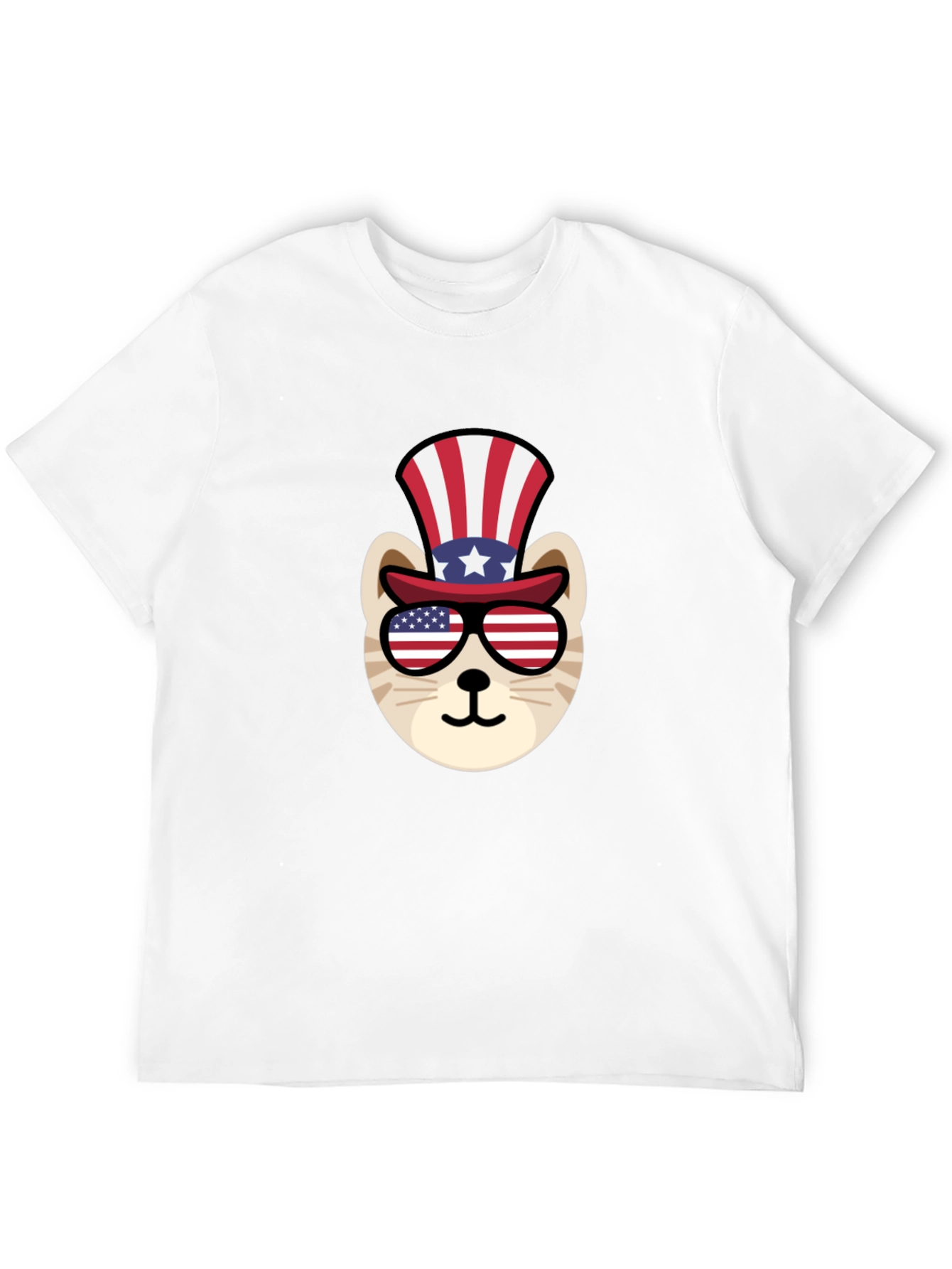 Black Patriotic Cat T-Shirt: American Flag Top Hat & Glasses view 12