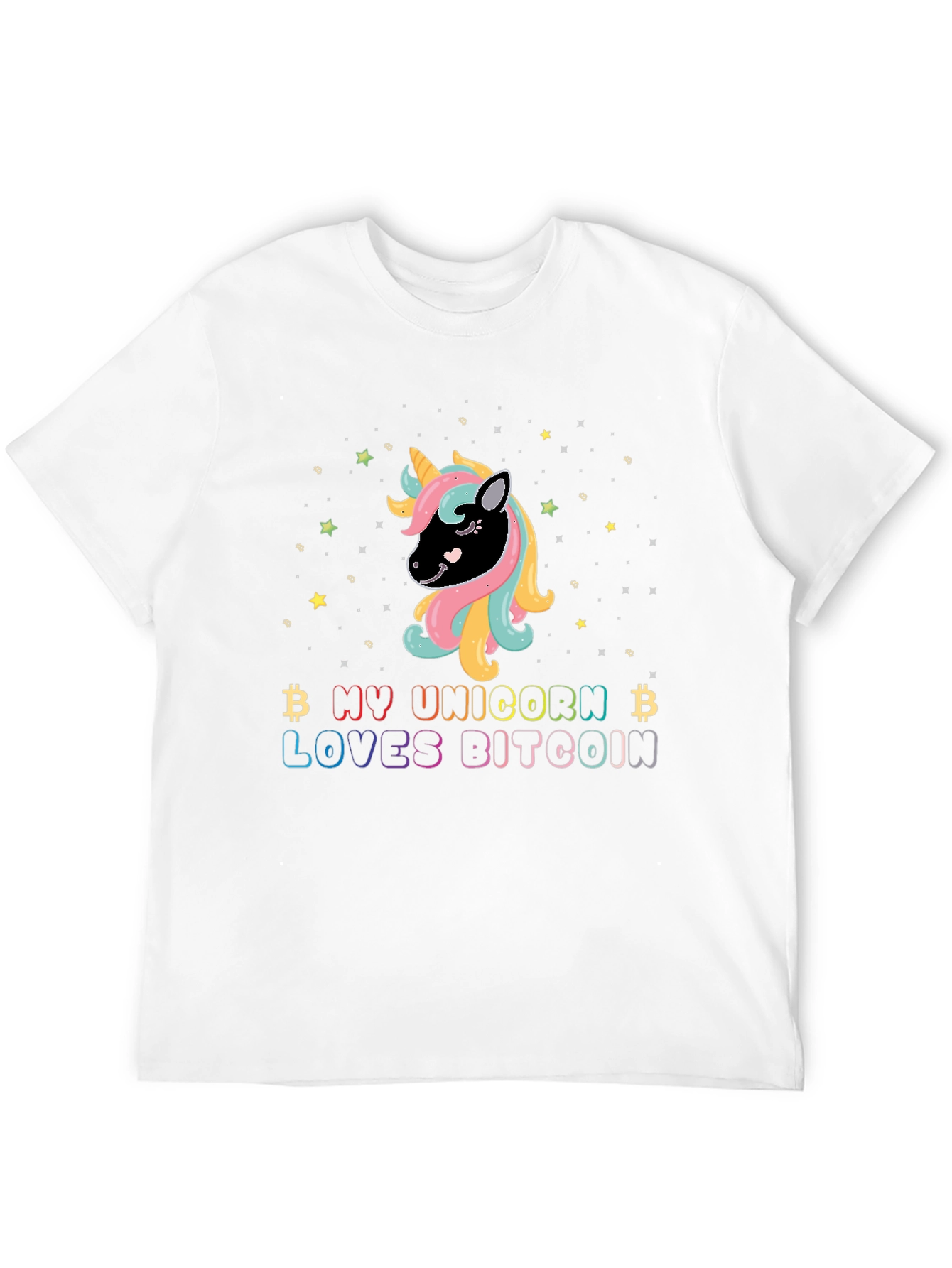 Black My Unicorn Loves Bitcoin Graphic T-Shirt view 12