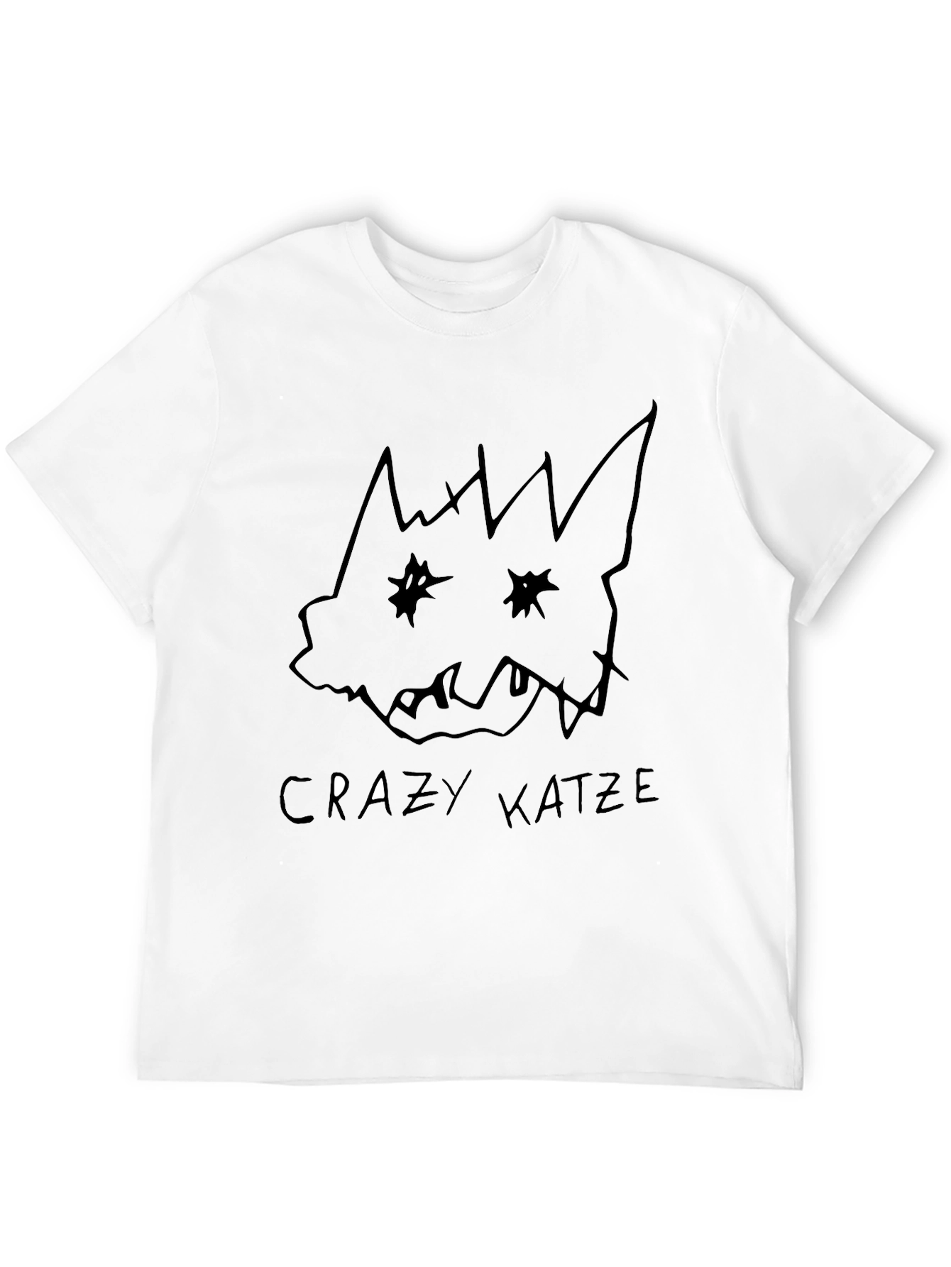 Black Crazy Katze Black T-Shirt - Unique Design view 12