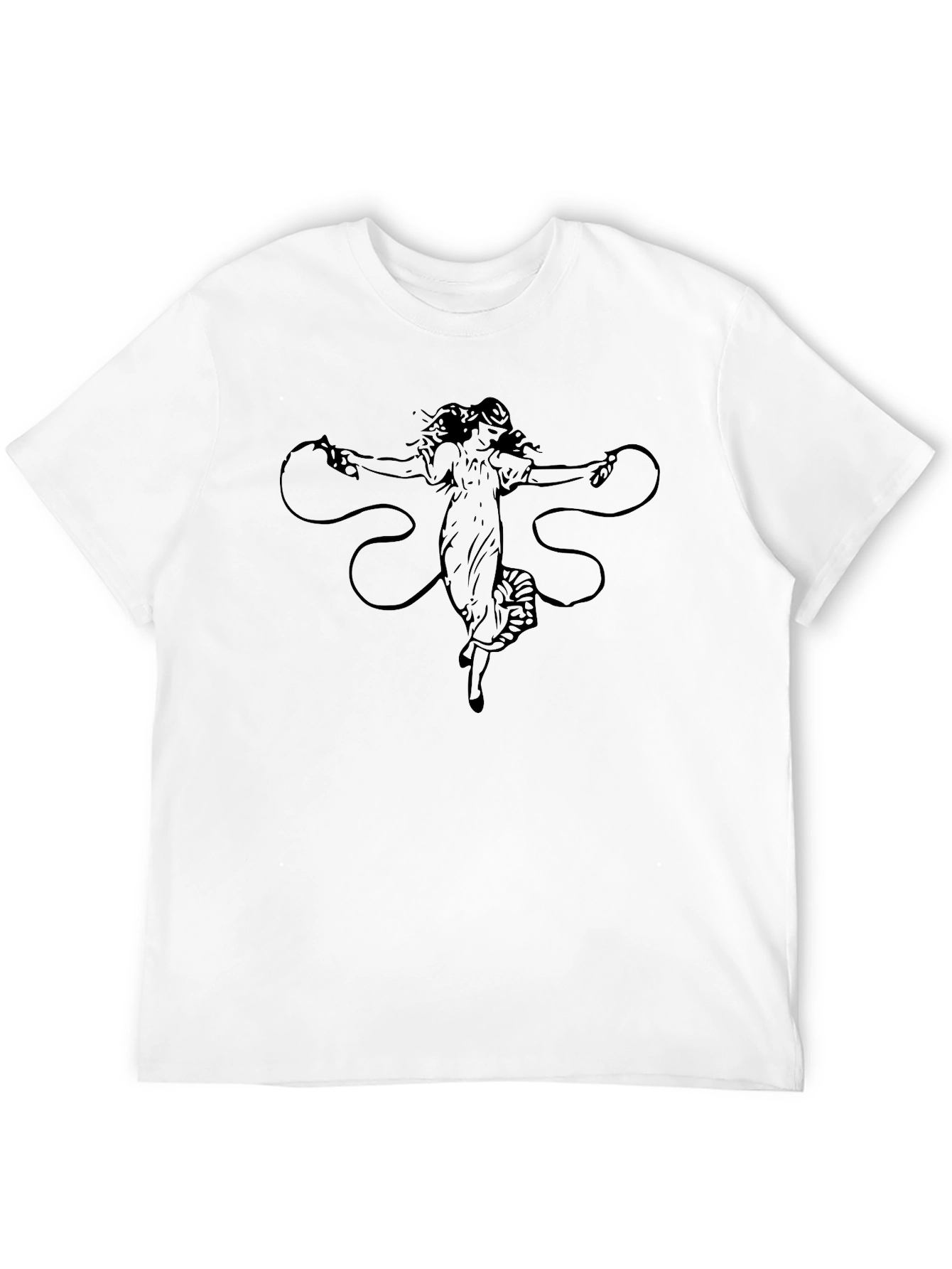 Art Nouveau Woman Graphic Tee - Black Cotton - 12