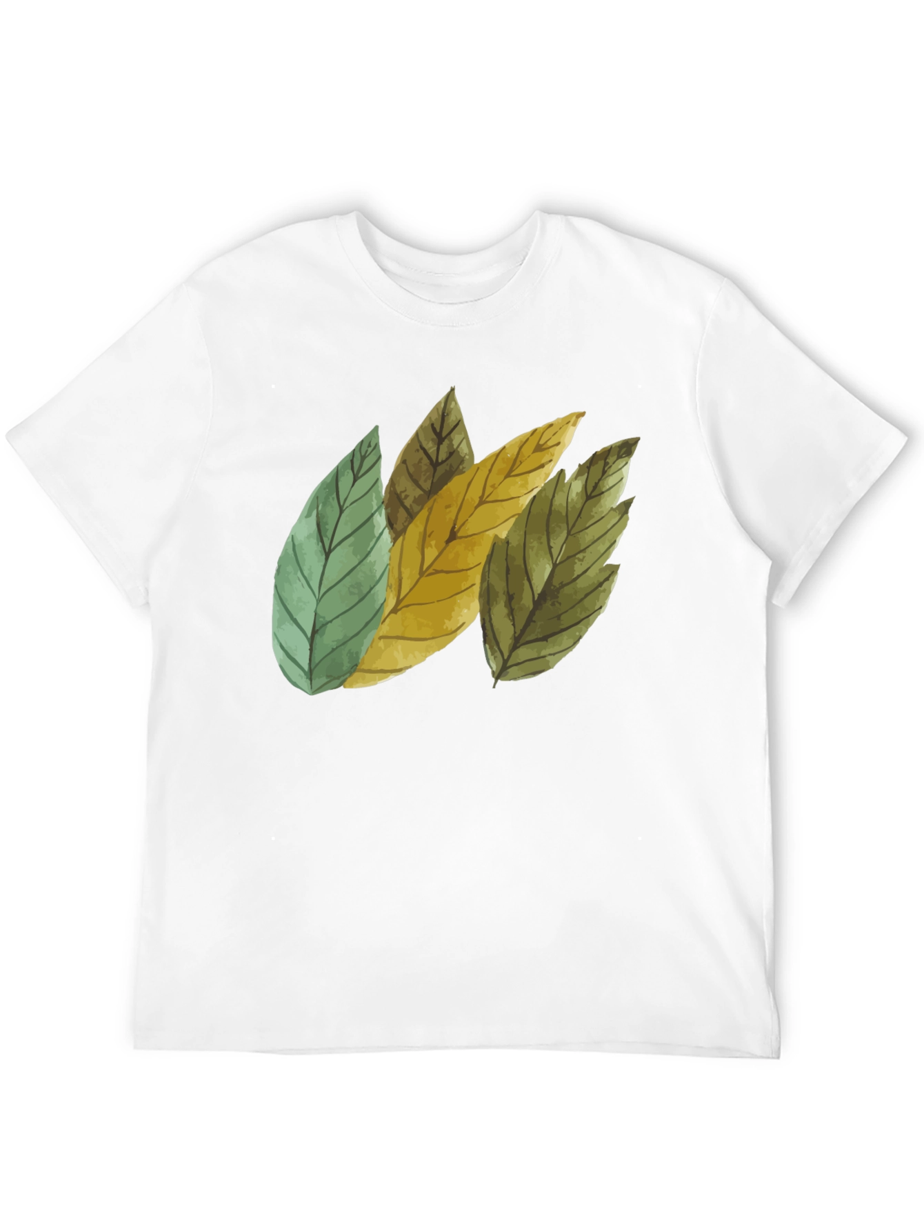 Black Leaf Design Black Cotton T-Shirt view 12