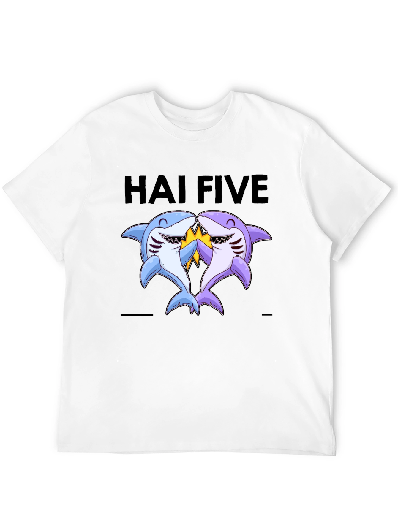 Black Hai Five T-Shirt - Funny Shark High Five Tee view 12