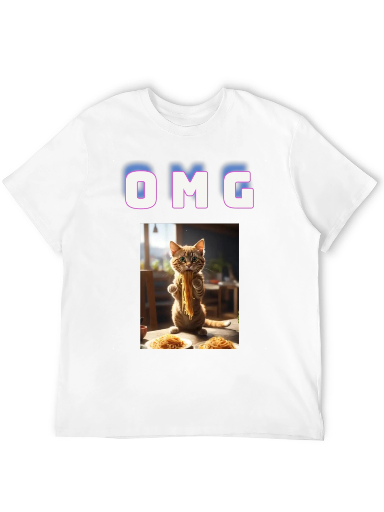 Black OMG Cat Eating Spaghetti Graphic T-Shirt view 12