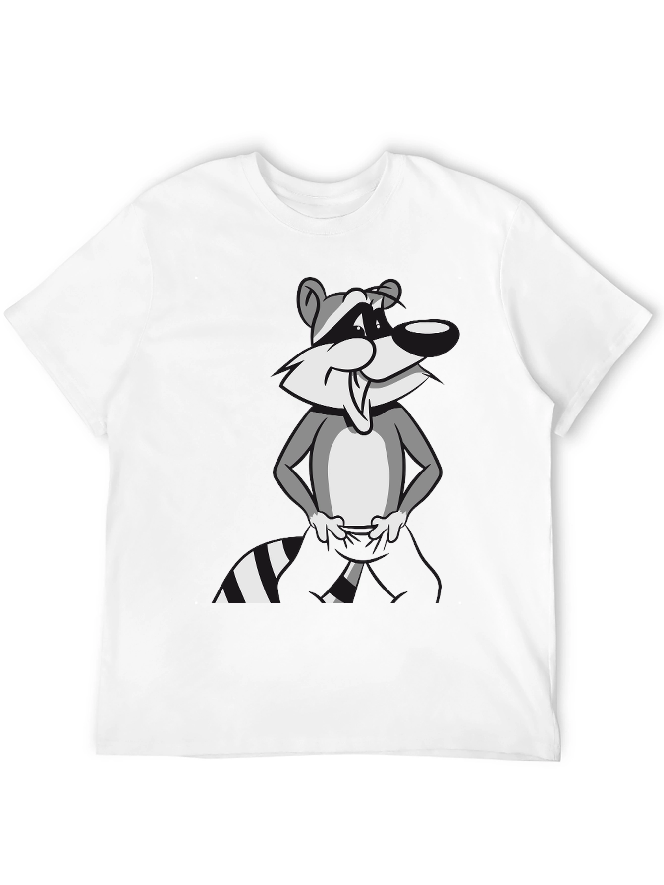 Black Cartoon Raccoon Graphic T-Shirt - Stylish Black Tee view 12