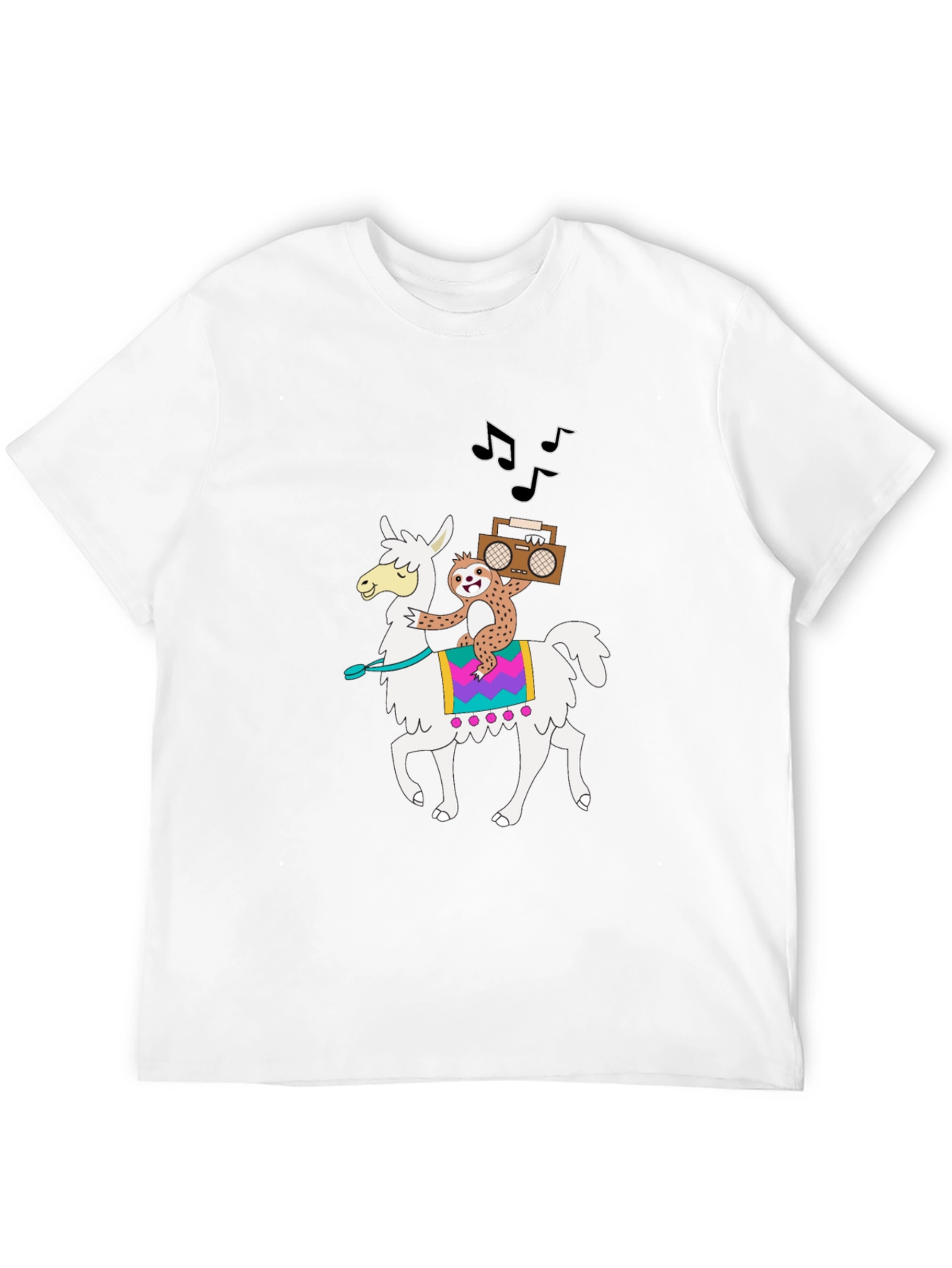 Black Llama & Sloth T-Shirt - Cute Cartoon Graphic Tee view 12