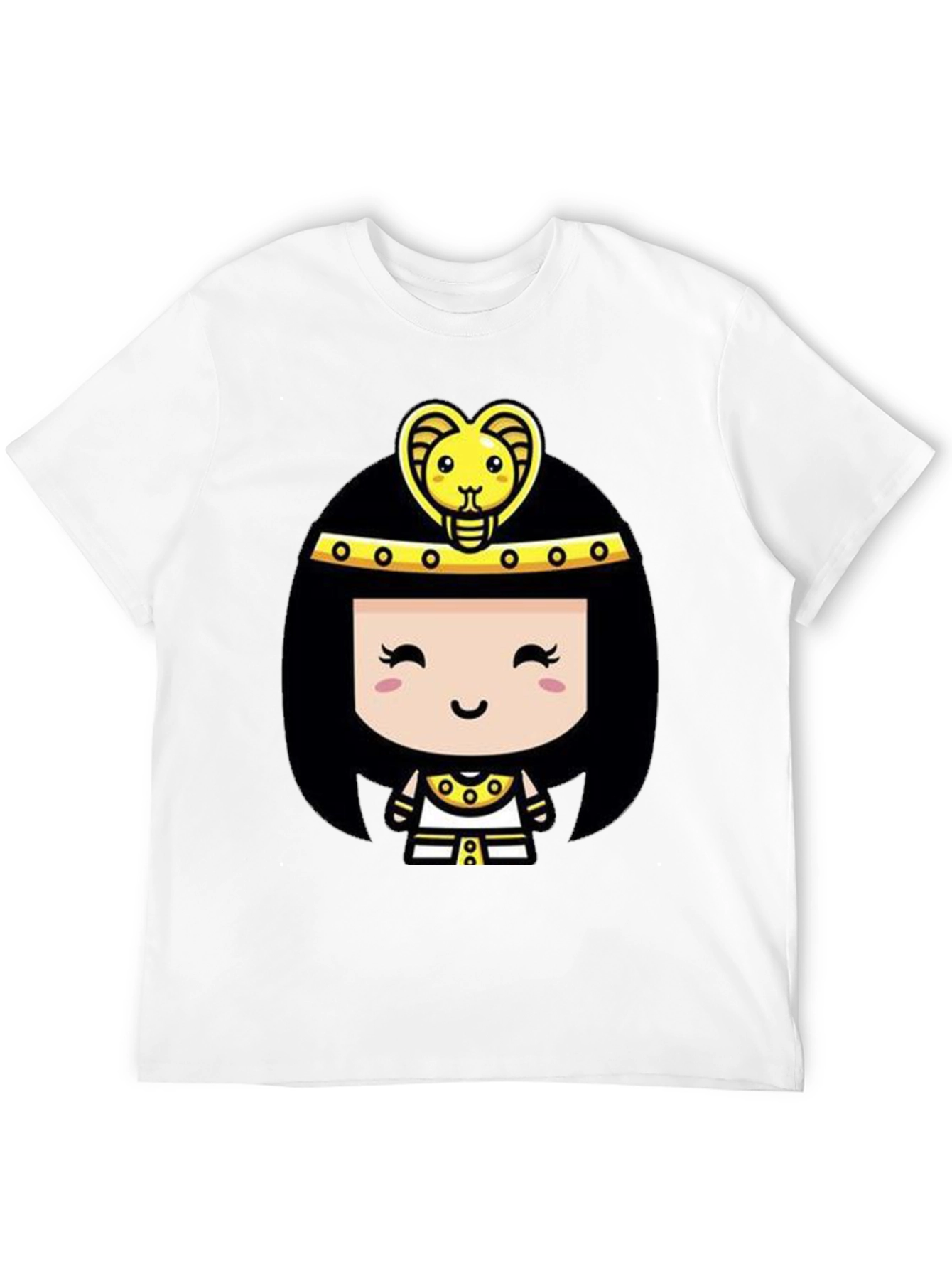 Black Egyptian Queen Cartoon Graphic Tee - Black Cotton T-Shirt view 12