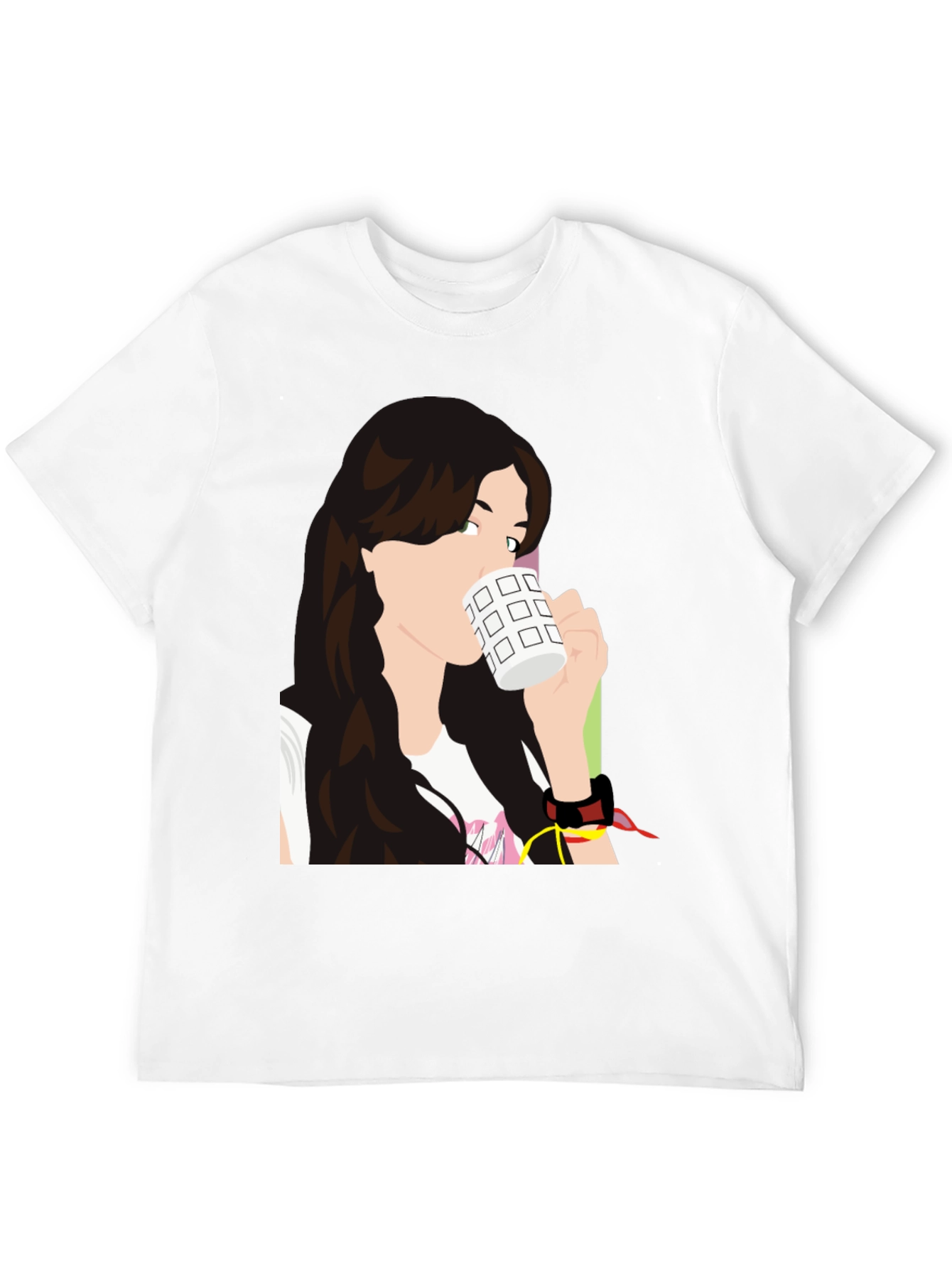 Black Stylish Woman Drinking Coffee Graphic T-Shirt view 12