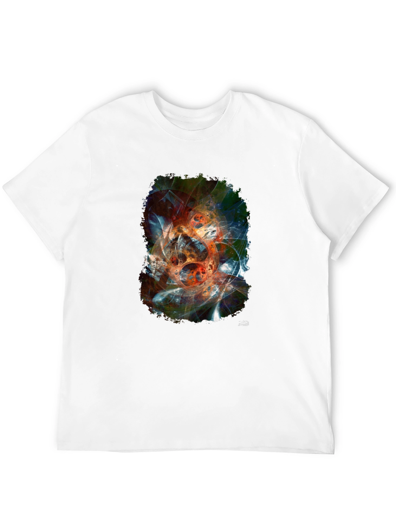 Abstract Fractal Graphic Print Black T-Shirt - 12