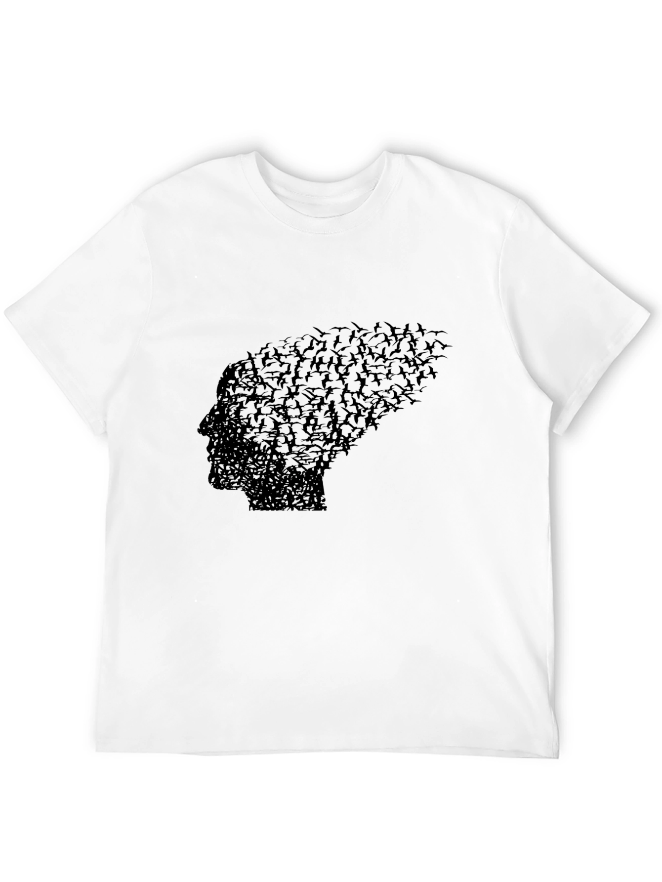 Black Bird Silhouette Head Black Graphic Tee view 12