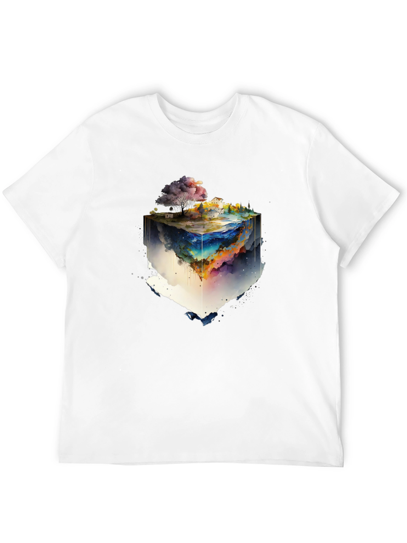 Black Watercolor World Cube Graphic Tee view 12