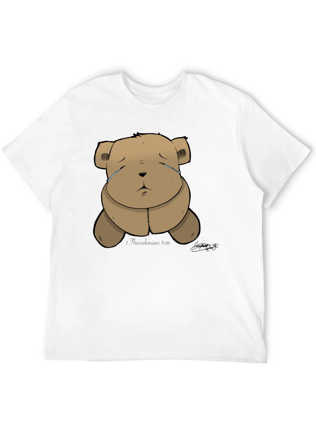 Black Sad Teddy Bear Graphic Black T-Shirt view 12