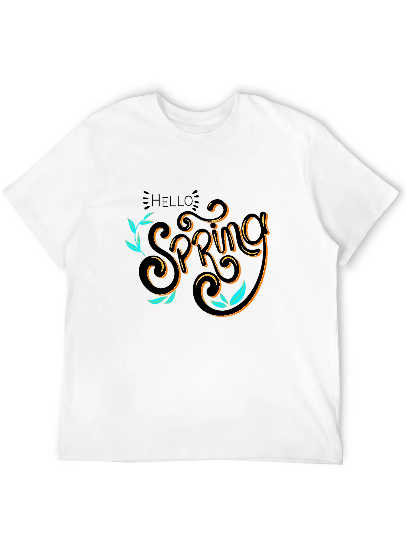 Hello Spring Black T-Shirt Graphic Tee - 12