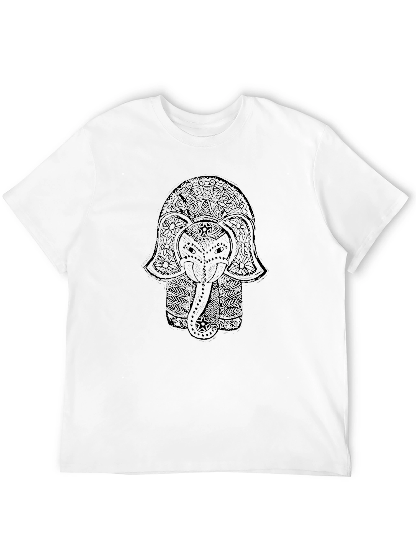 Black Elephant Mandala Graphic Black T-Shirt view 12
