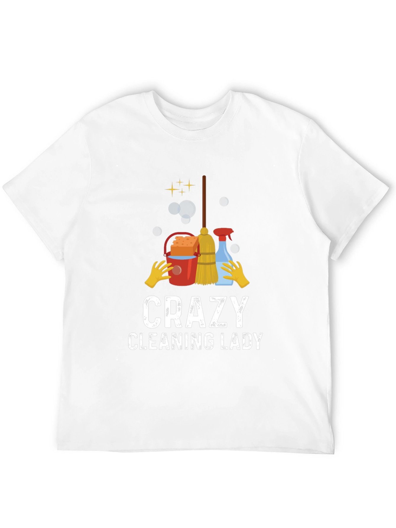 Black Crazy Cleaning Lady T-Shirt - Funny Housekeeping Tee view 12