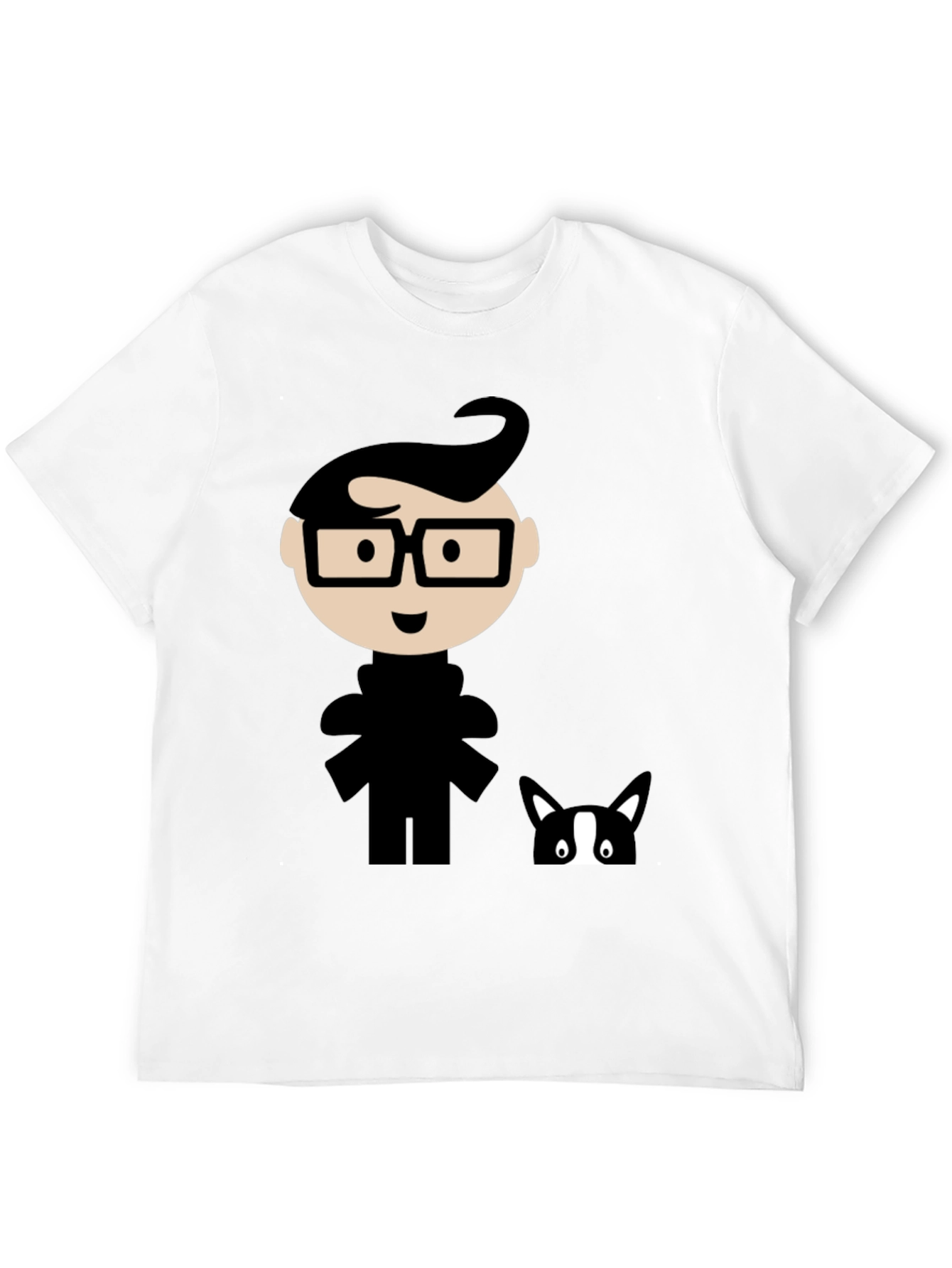 Black Geeky Cartoon Graphic T-Shirt - Black view 12