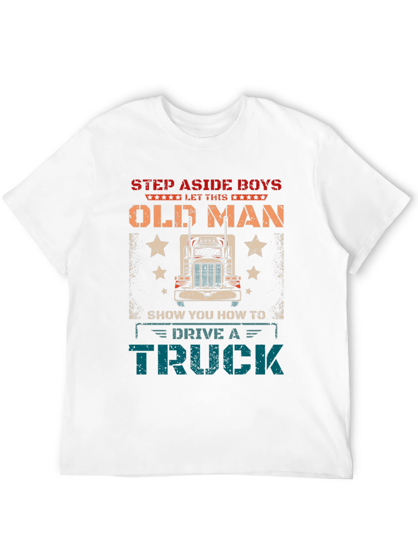 Black Step Aside Old Man Trucker T-Shirt view 12
