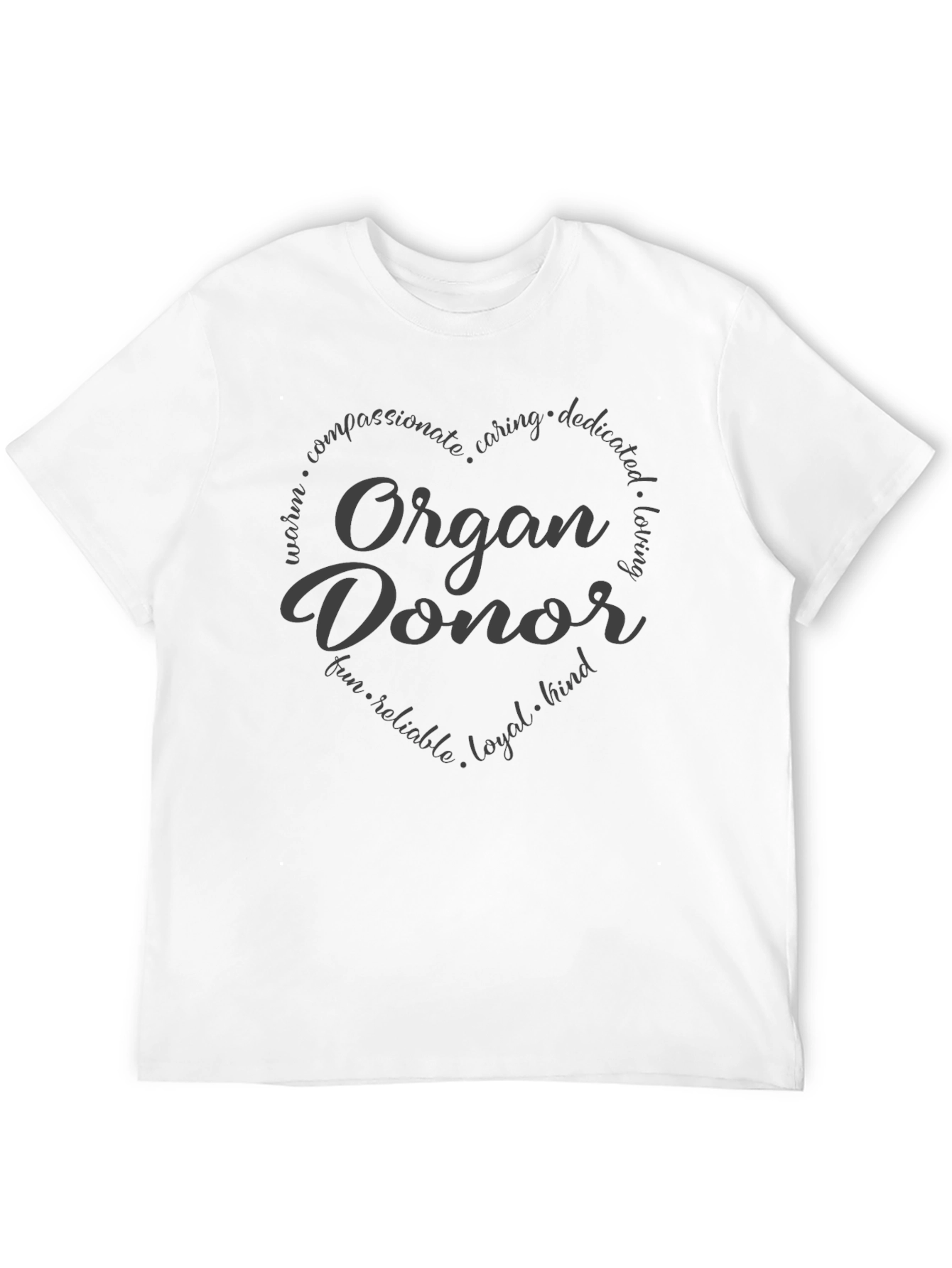 Black Organ Donor Heart T-Shirt - Black view 12