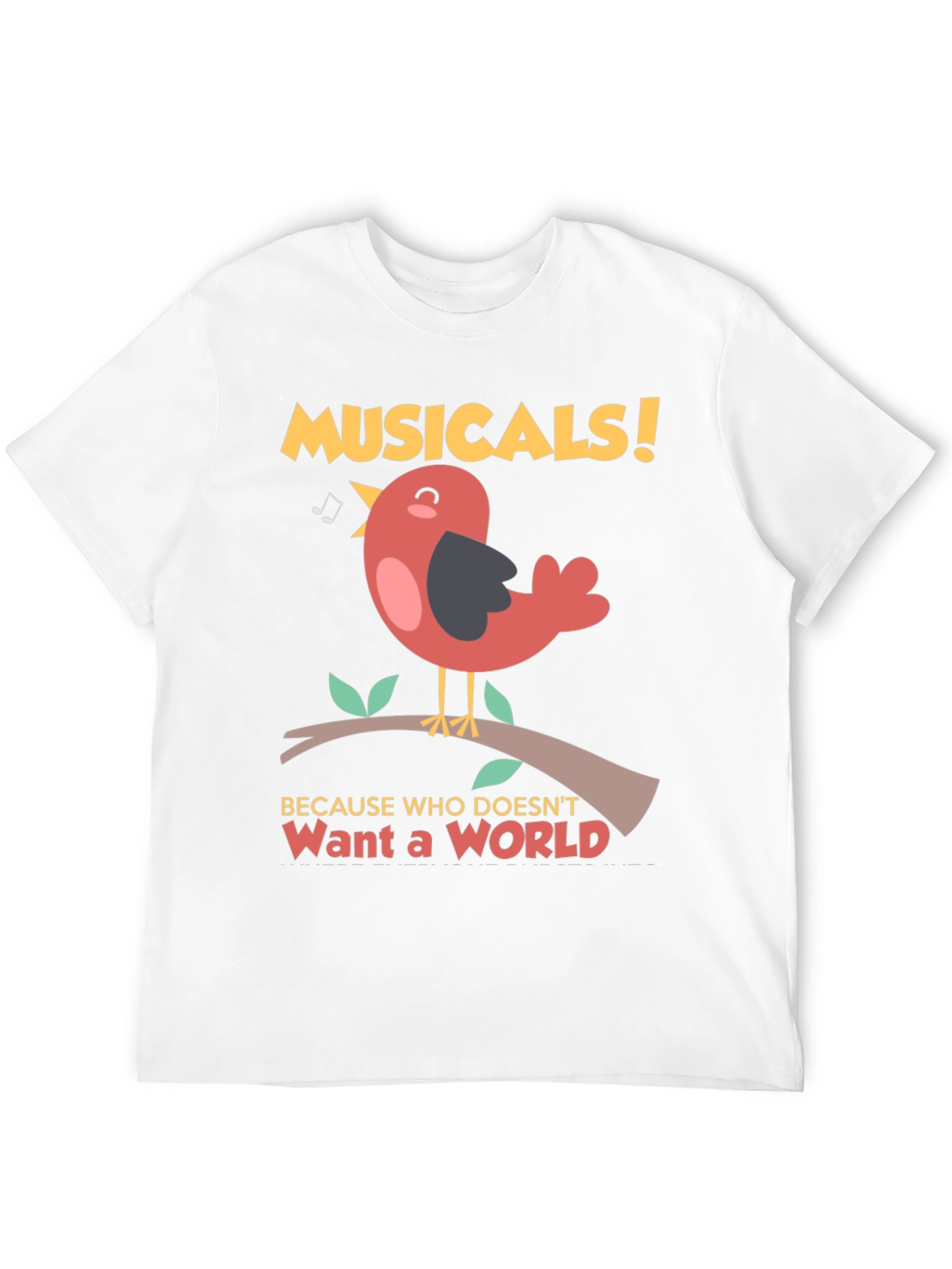 Black Musical Bird T-Shirt -  'Want a World' Tee view 12
