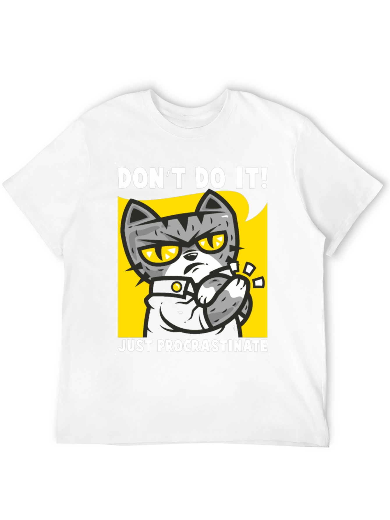Black Funny Procrastinate Cat Graphic Black T-Shirt view 12