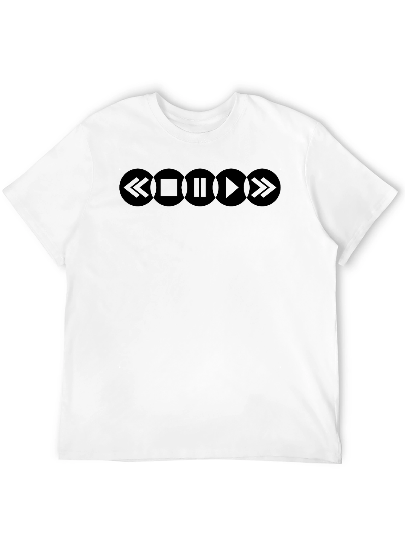 Black Black Music Player Buttons Graphic T-Shirt view 12