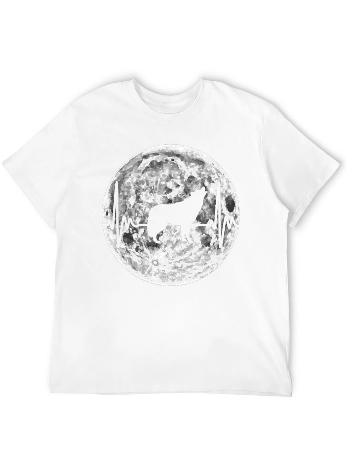 Black Wolf Moon Heartbeat Graphic T-Shirt view 12