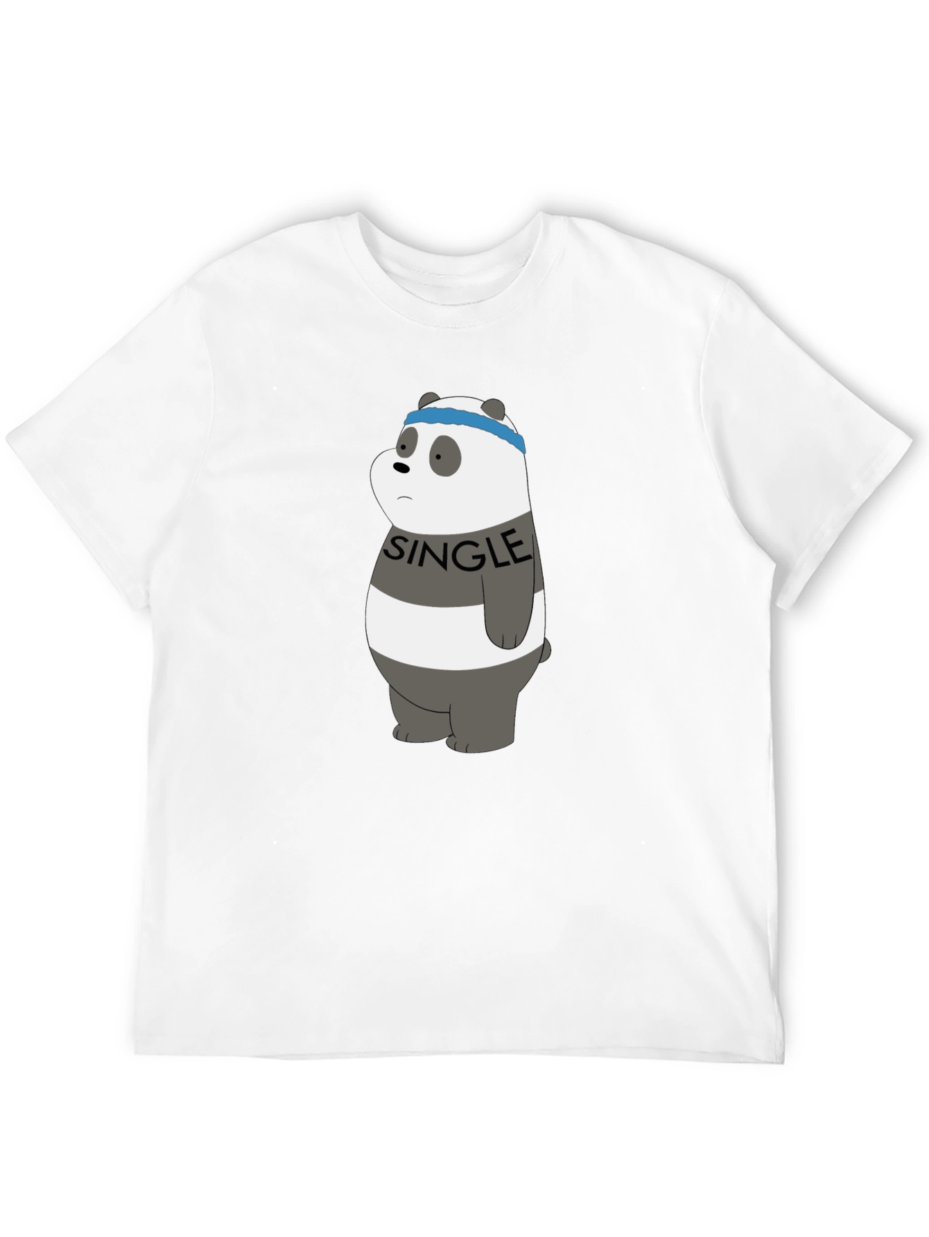 Black Single Panda Bear Graphic Tee - Black view 12