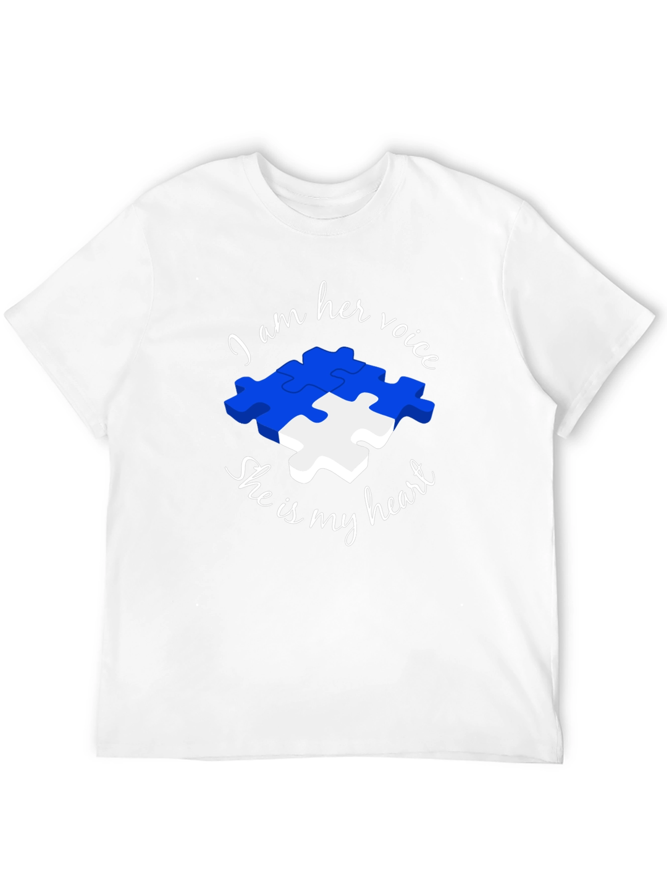 Black Autism Awareness Puzzle Piece T-Shirt - Voice and Heart view 12