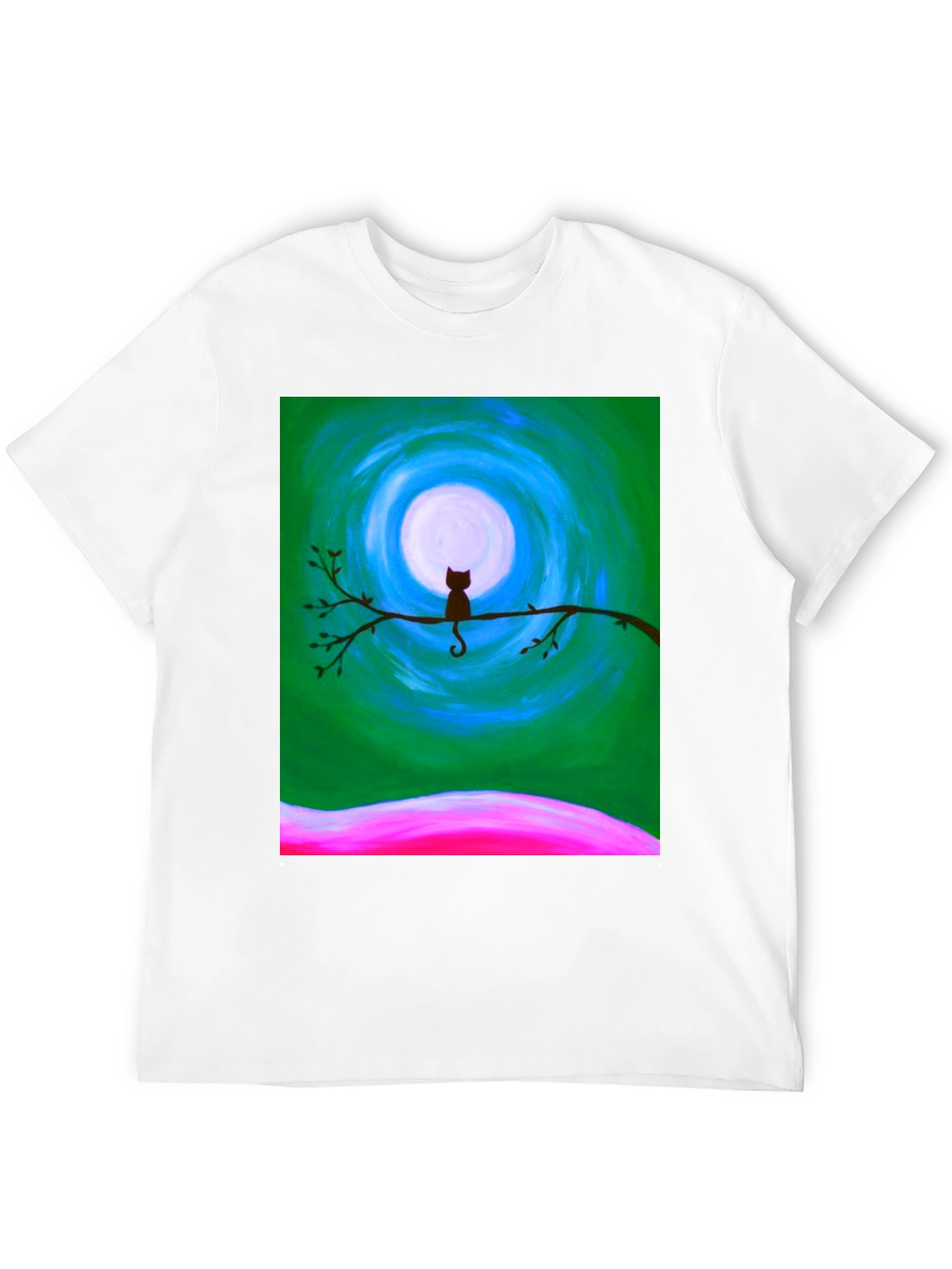 Black Cat on Branch Graphic Tee - Unique Art Design view 12
