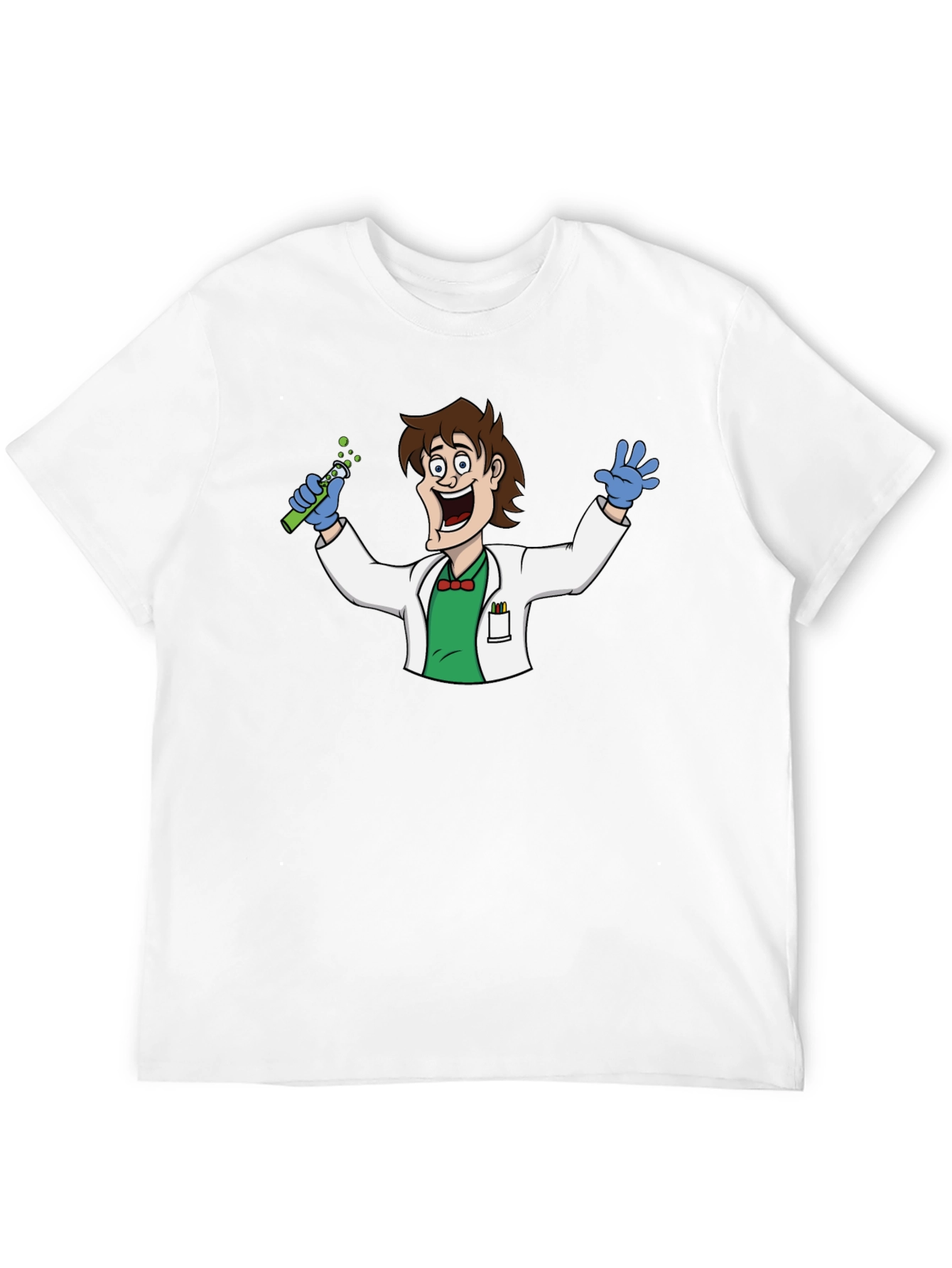Black Mad Scientist Cartoon Graphic T-Shirt - Black view 12