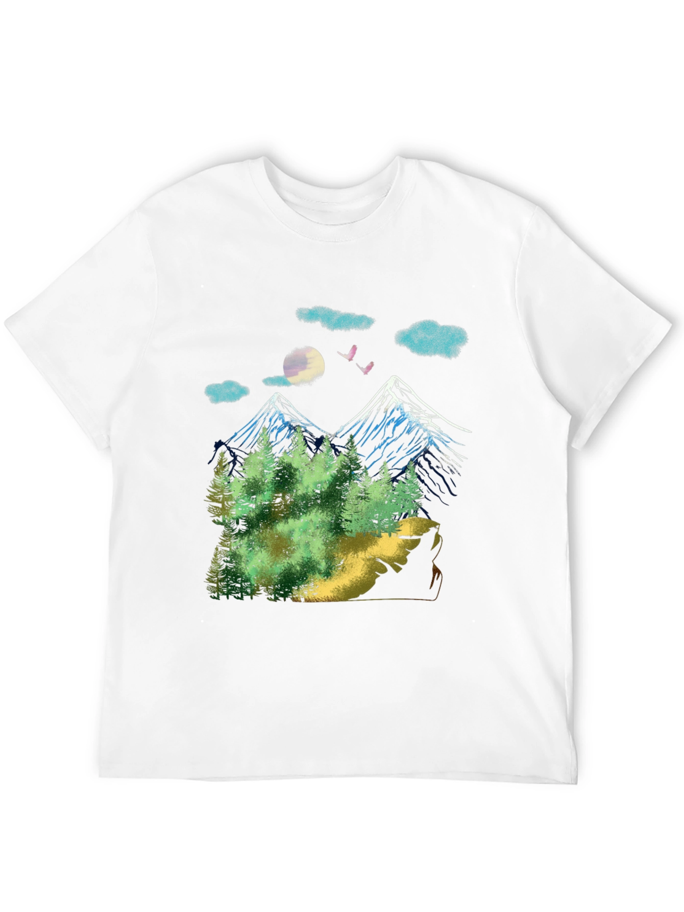 Black Mountain Landscape Graphic T-Shirt view 12