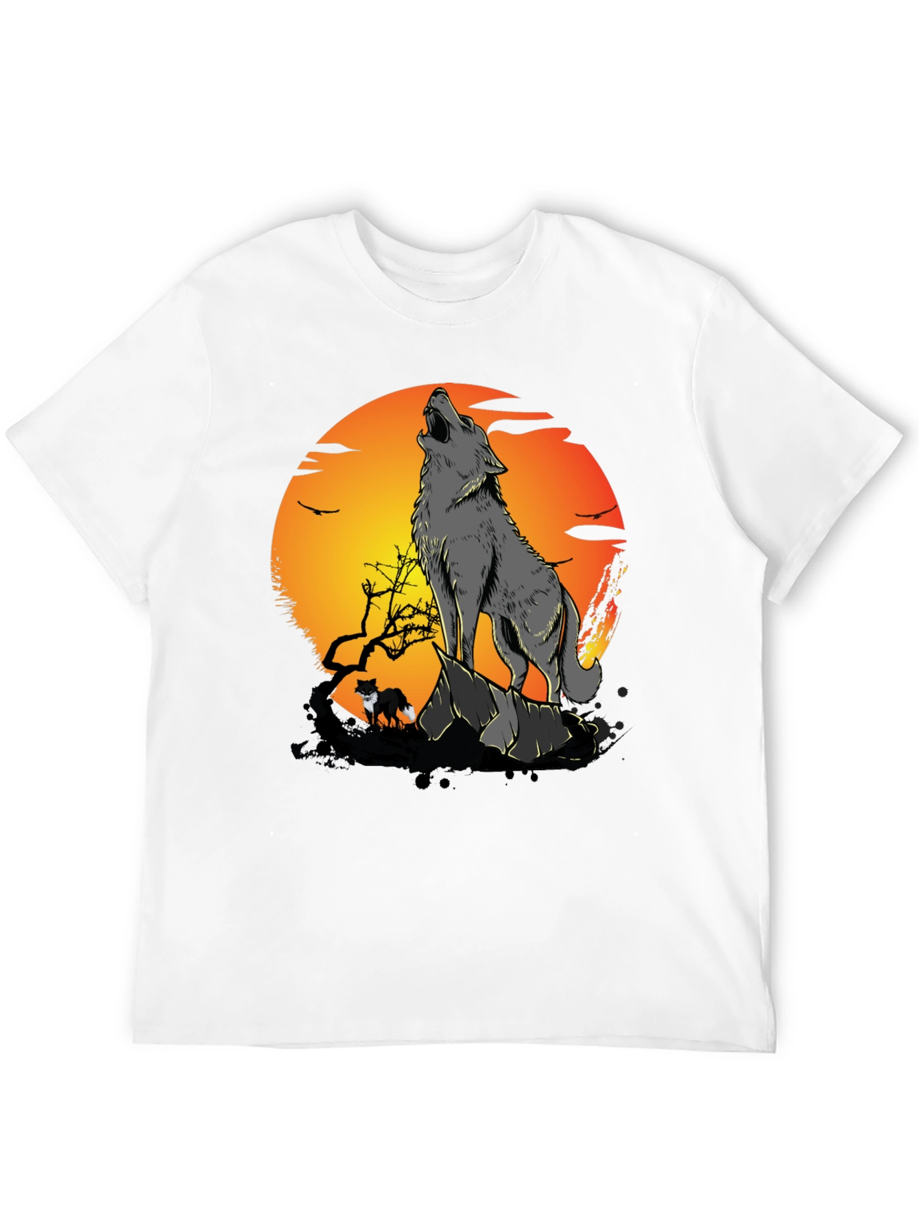 Black Wolf Howling at Moon Graphic Tee view 12